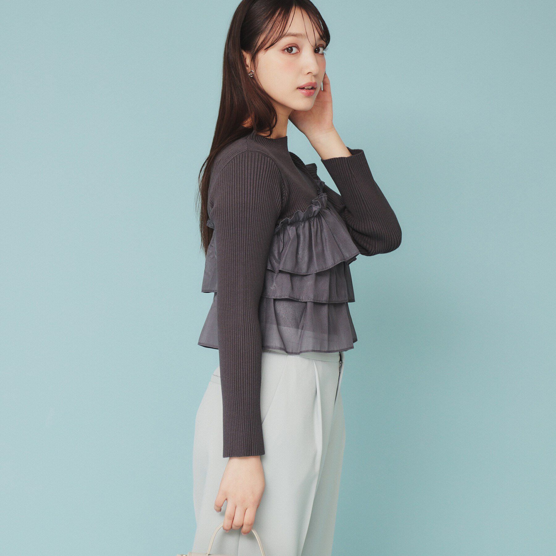 index「《5color》ティアードフリルリブニット【洗濯機洗い可】」|ニット・セーター|