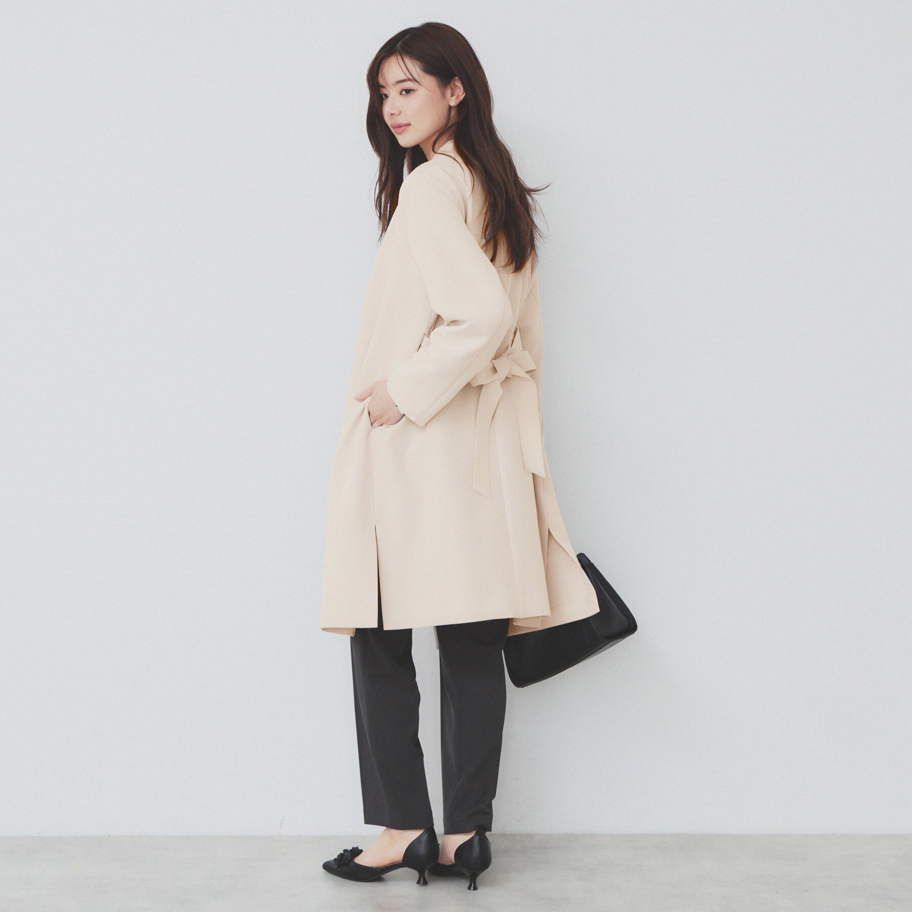 index「ストレッチノーカラーコート【洗濯機洗い可/イージーアイロン】」|ノーカラーコート|