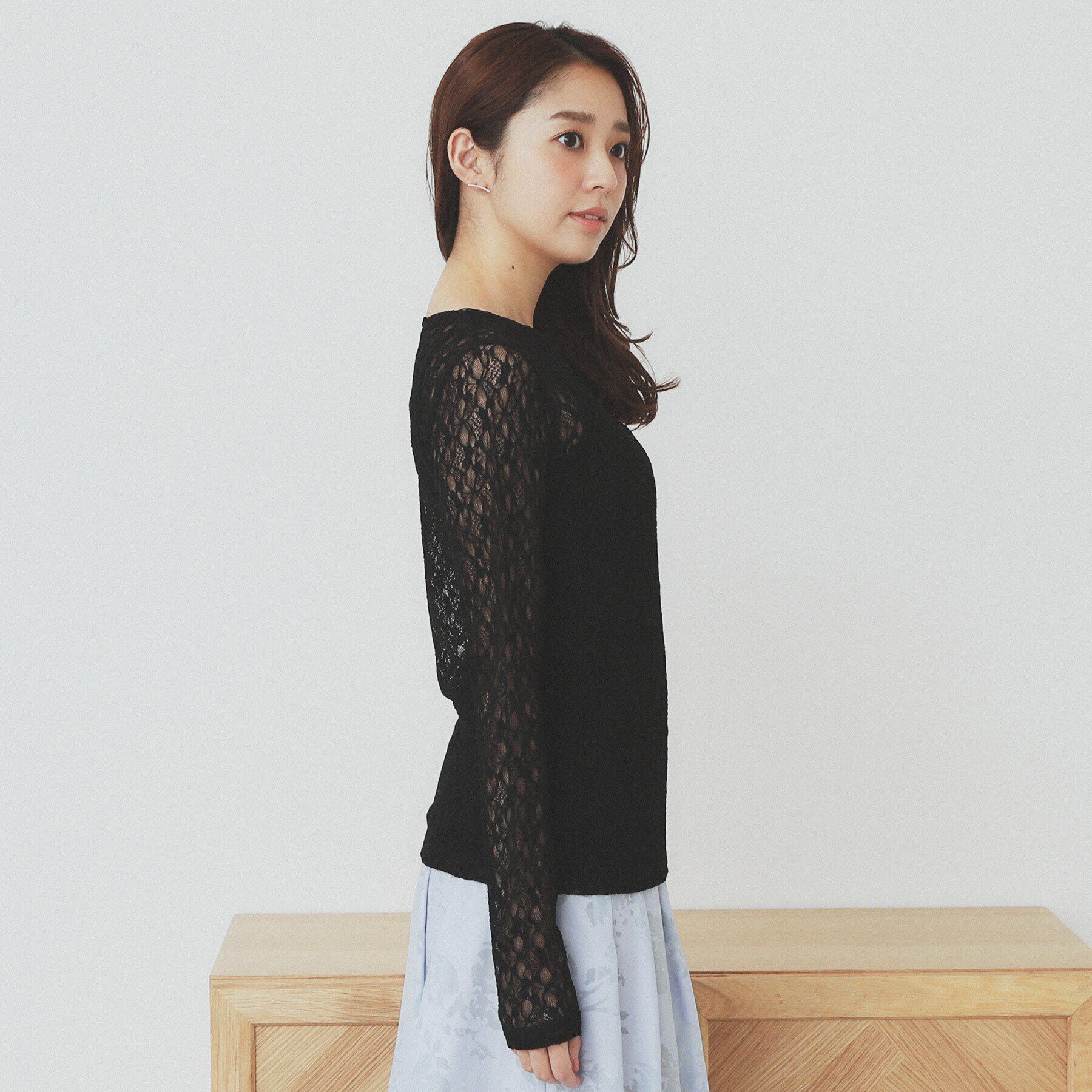 index「シアーフラワーストレッチトップス【洗濯機洗い可】」|Tシャツ・カットソー|