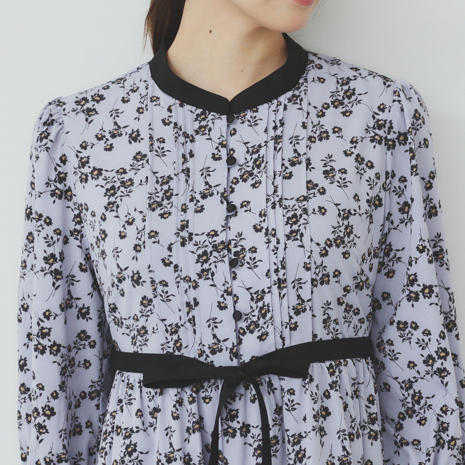 index「ミニフラワープリント バイカラーワンピース【洗濯機洗い可/イージーアイロン/防シワ】」|ワンピース|