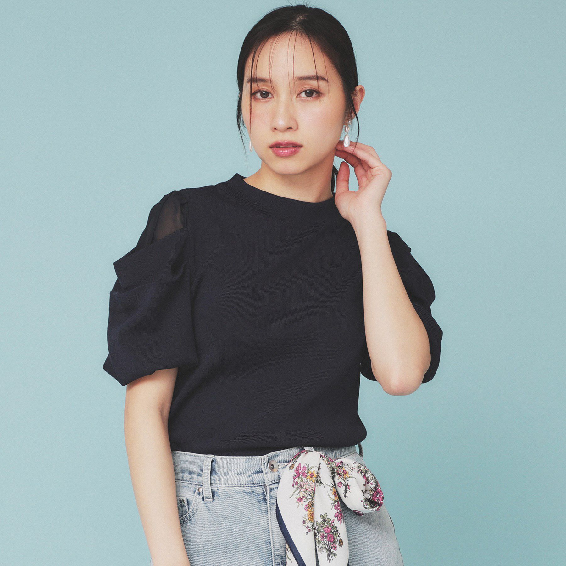 index「シアーレイヤードスリーブニット【洗濯機洗い可】」|ニット・セーター|ネイビー(094)