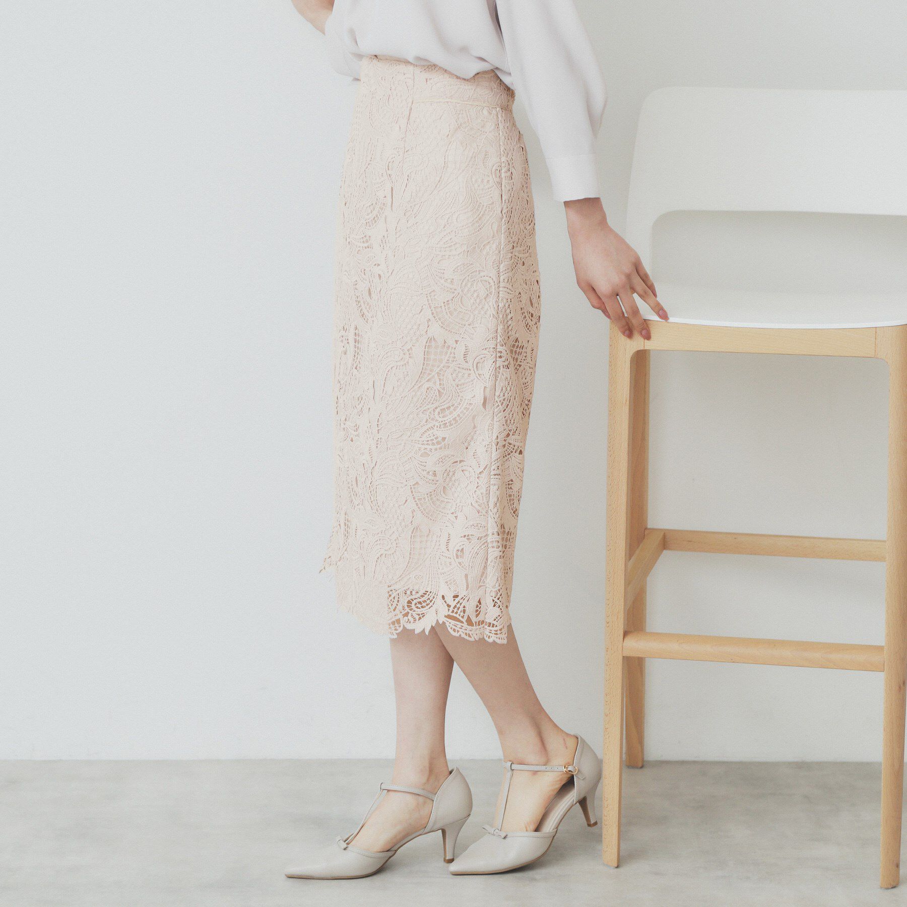 index「《XS-LLサイズ》フラワーレースタイトスカート【洗濯機洗い可】」|スカート|