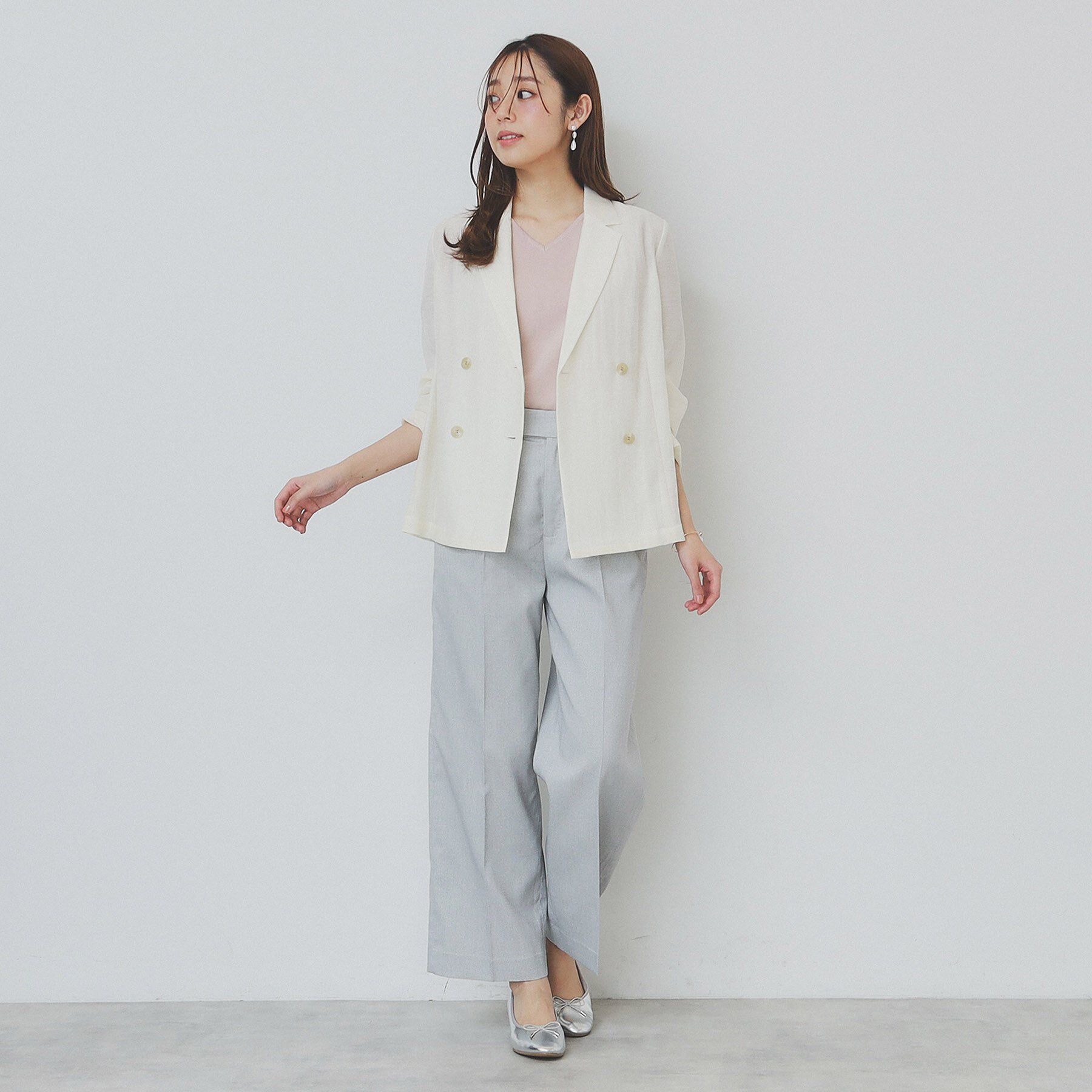 index「《5色展開》柄編みスリーブVネックニット【洗濯機洗い可】」|ニット・セーター|