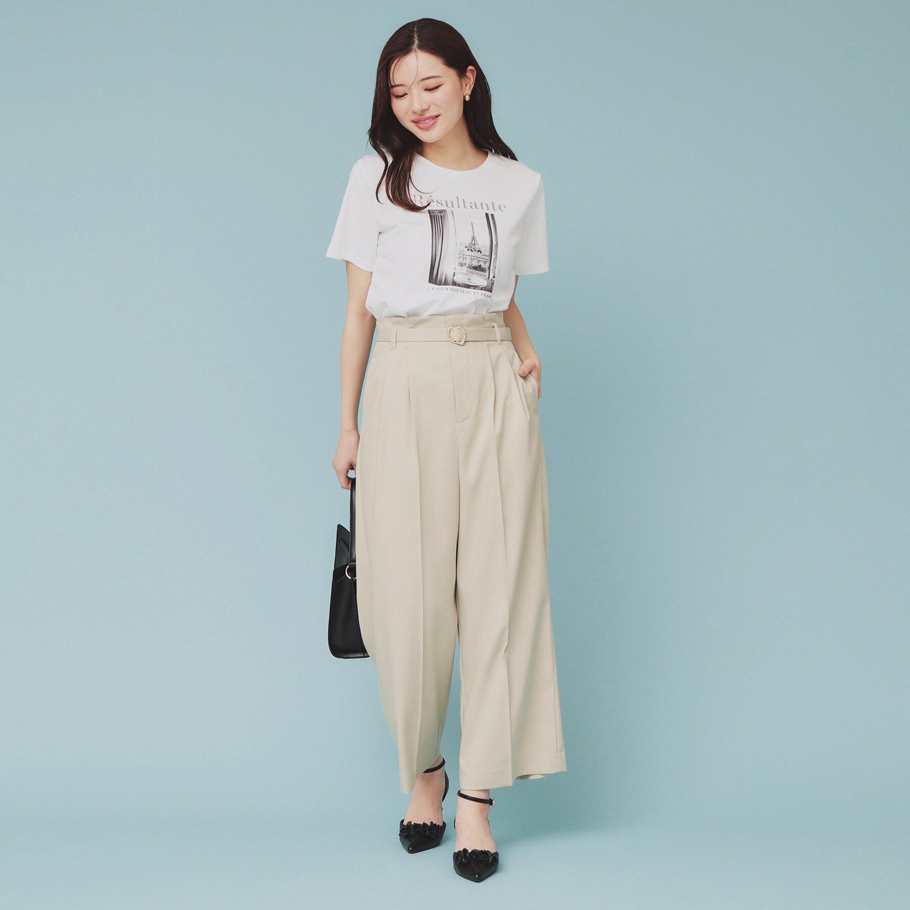 index「ベルト付ストレッチワイドパンツ【防シワ/イージーアイロン/洗濯機洗い可】」|その他|