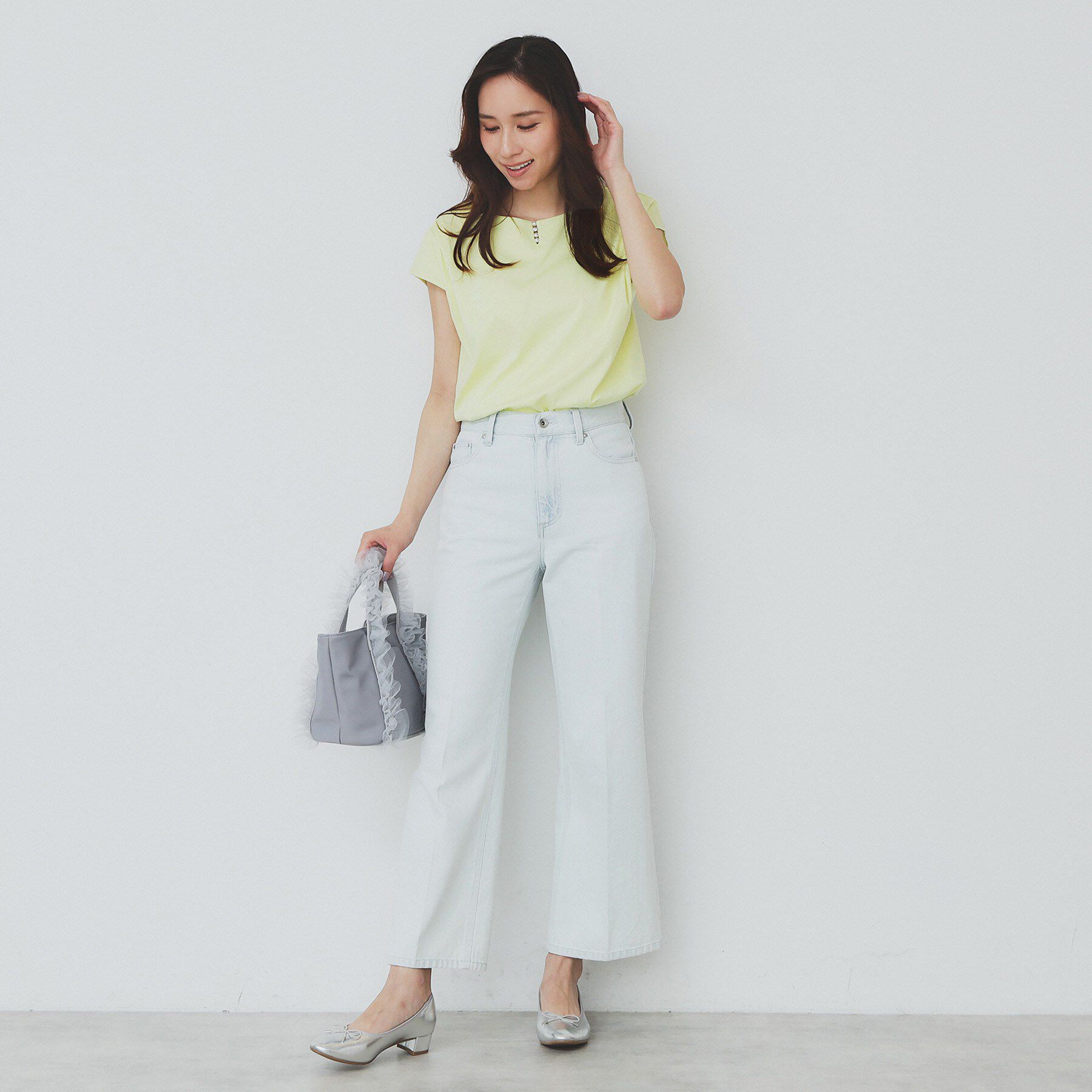 index「《6色展開/XS-3サイズ》キーネックビジュートップス【UV/接触冷感/洗濯機洗い可】」|Tシャツ・カットソー|