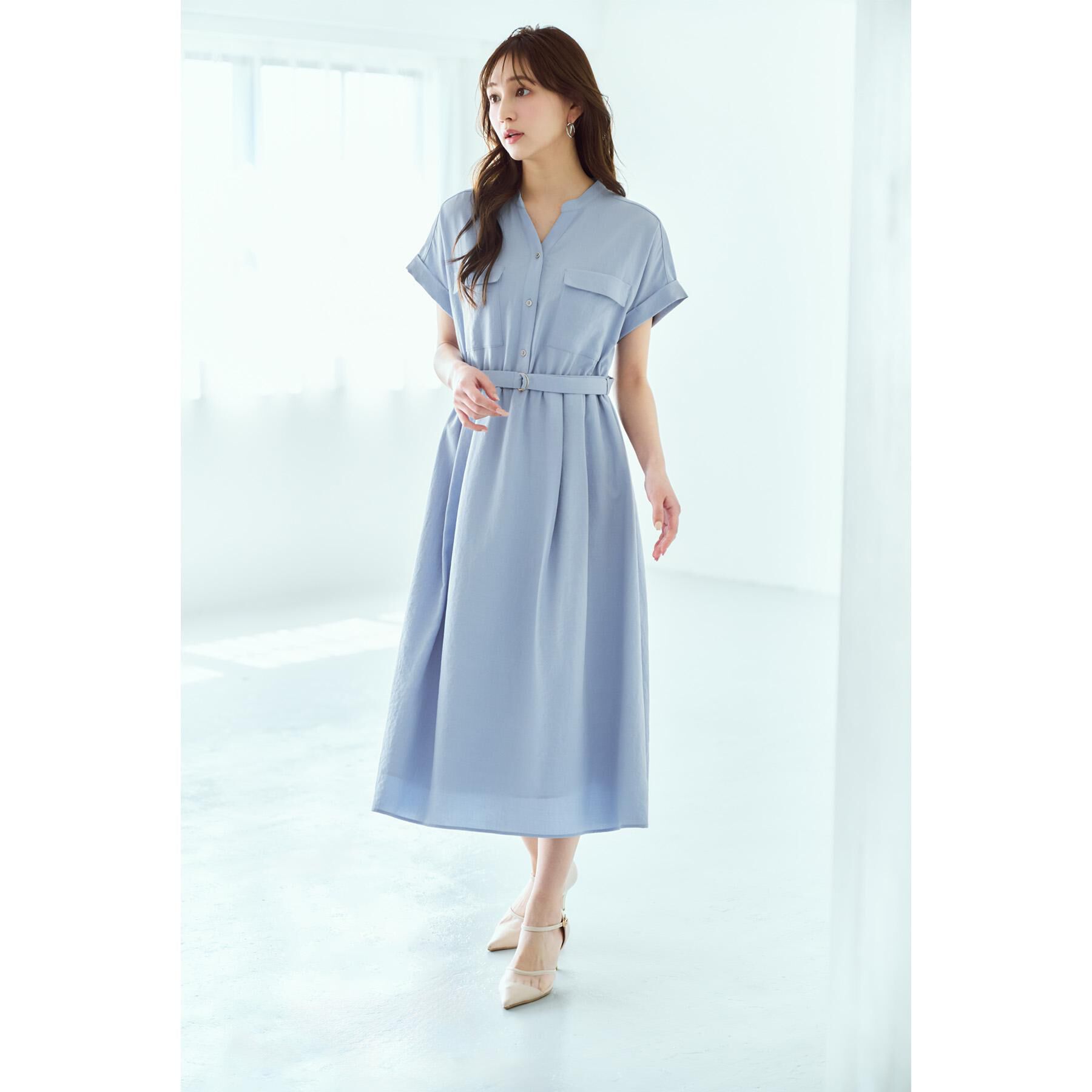 index「《7色展開/XS-LLサイズ》ダブルポケットスキッパーシャツワンピース【吸水速乾/防シワ/イージーア」|ワンピース|