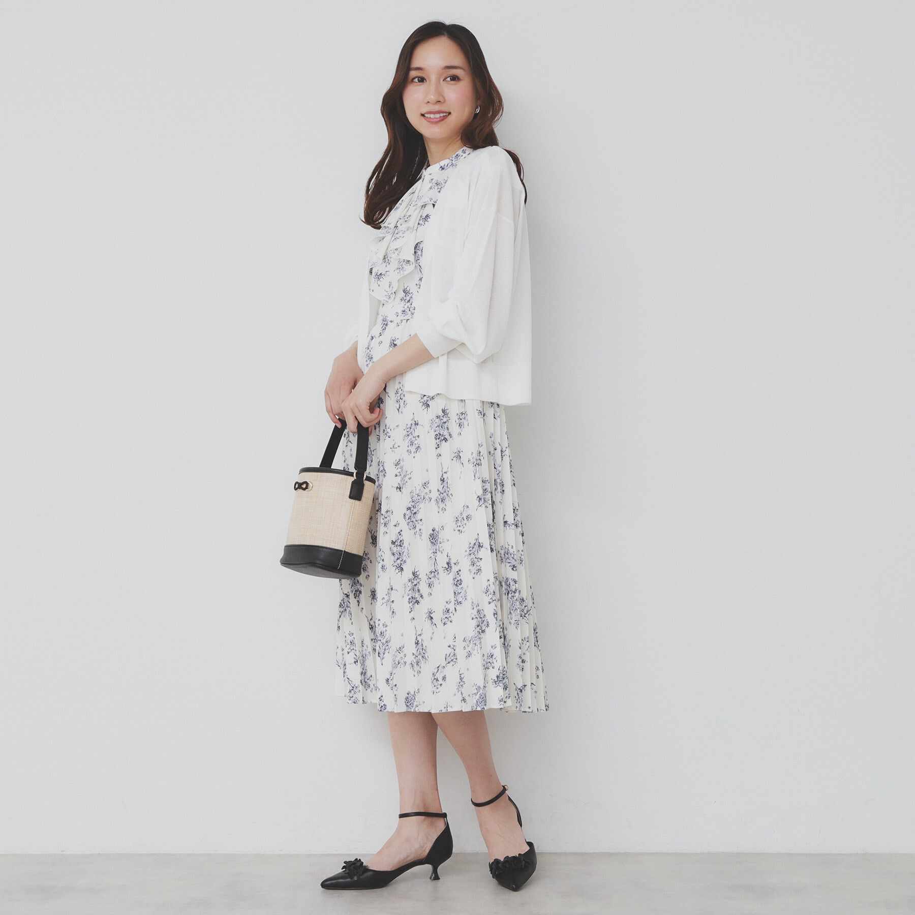 index「《美人百花掲載》フリルプリーツ花柄ワンピース【洗濯機洗い可/イージーアイロン/防シワ】」|ワンピース|