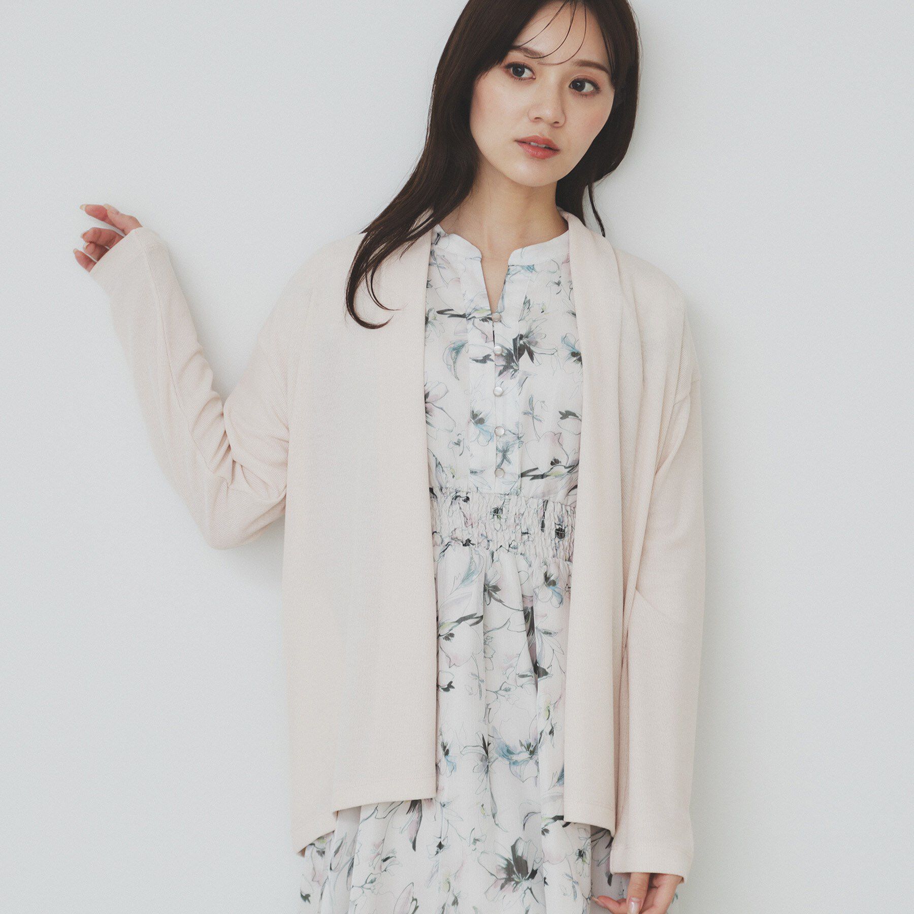 index「シアージャージミドル丈カーディガン【接触冷感/UVケア/洗濯機洗い可】」|カーディガン|グレージュ(050)