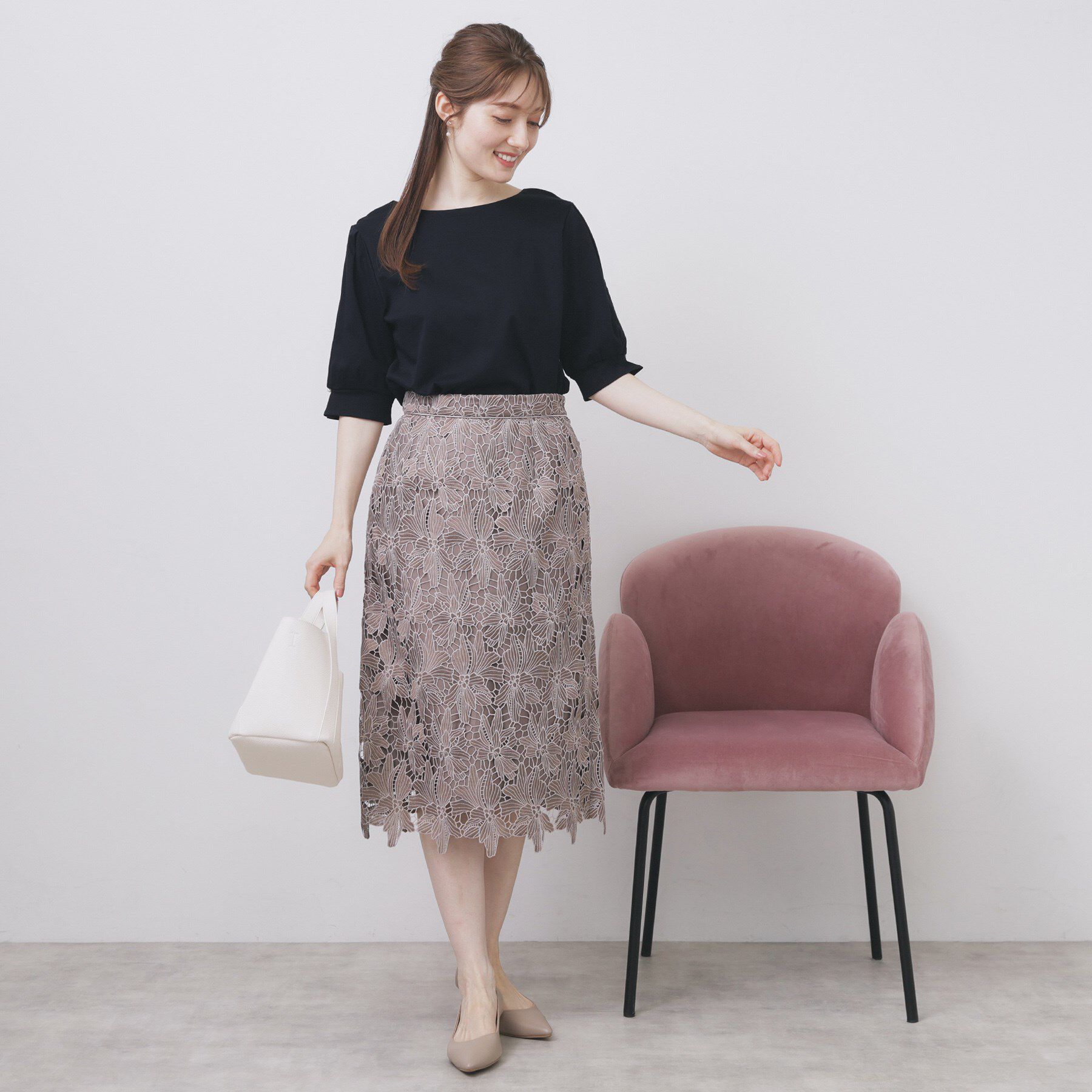 index「レースドッキングスリーブトップス【洗濯機洗い可/UVケア】」|Tシャツ・カットソー|