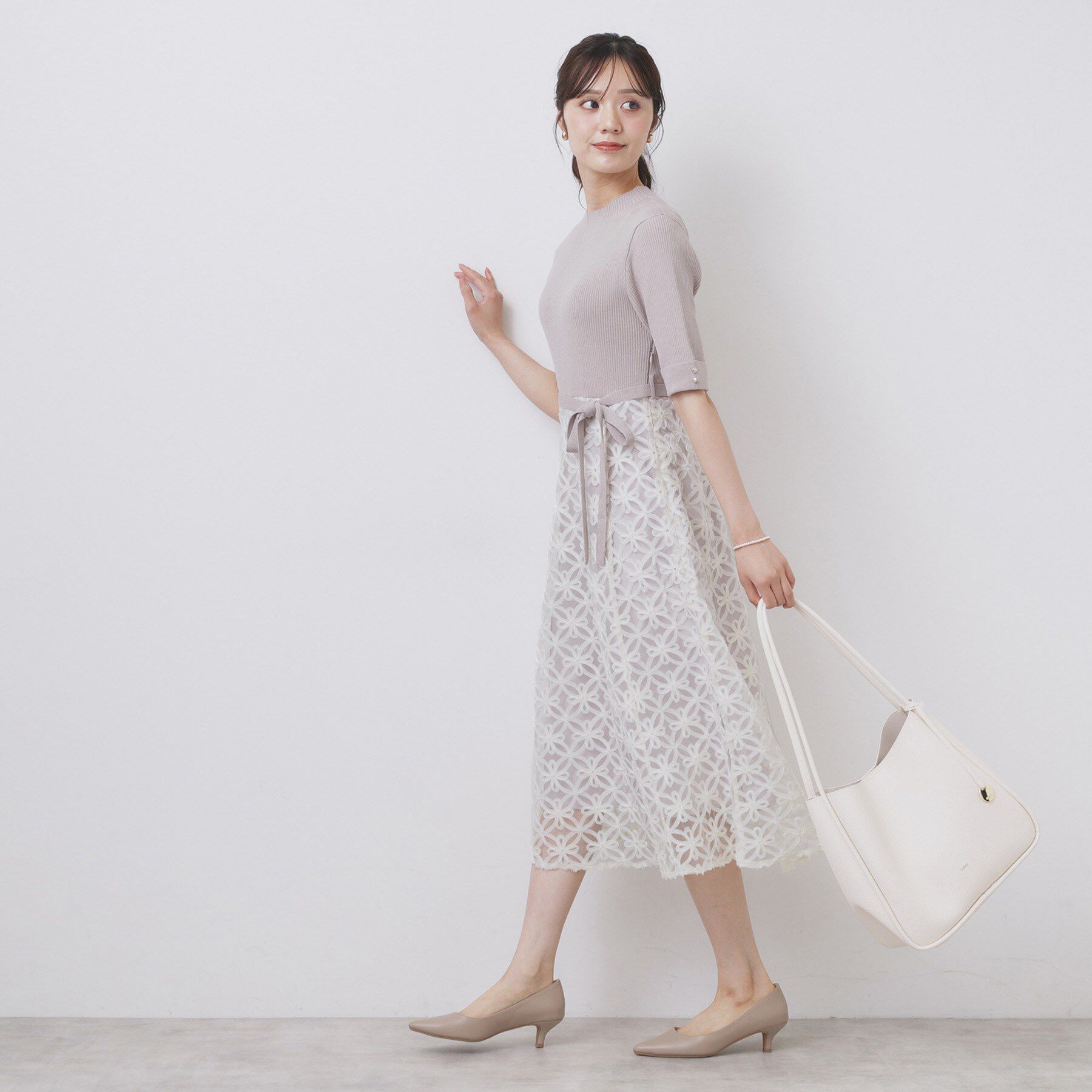 index「フラワーレースドッキングワンピース【洗える/抗ピル】」|ワンピース|