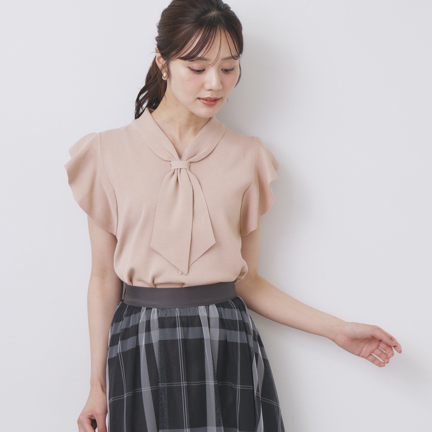 index「フレアスリーブボウタイニット【洗濯機洗い可/接触冷感/抗ピル】」|ニット・セーター|