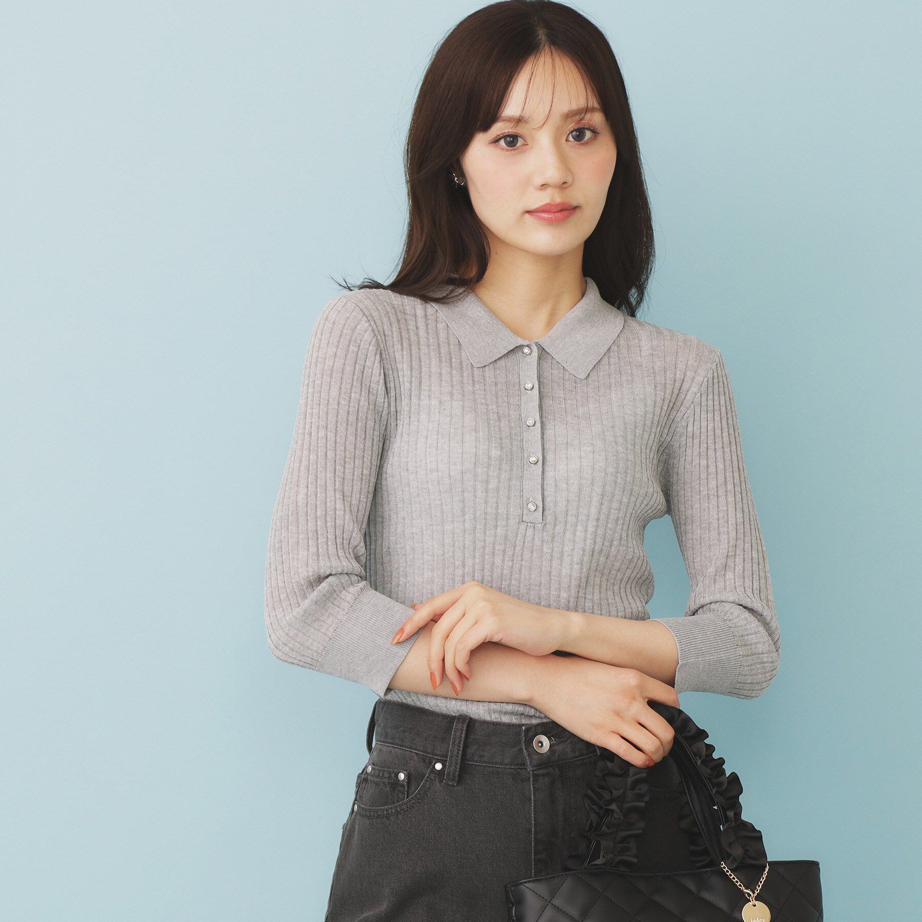 index「シアーリブ衿付きニット【洗濯機洗い可/抗ピル】」|ニット・セーター|