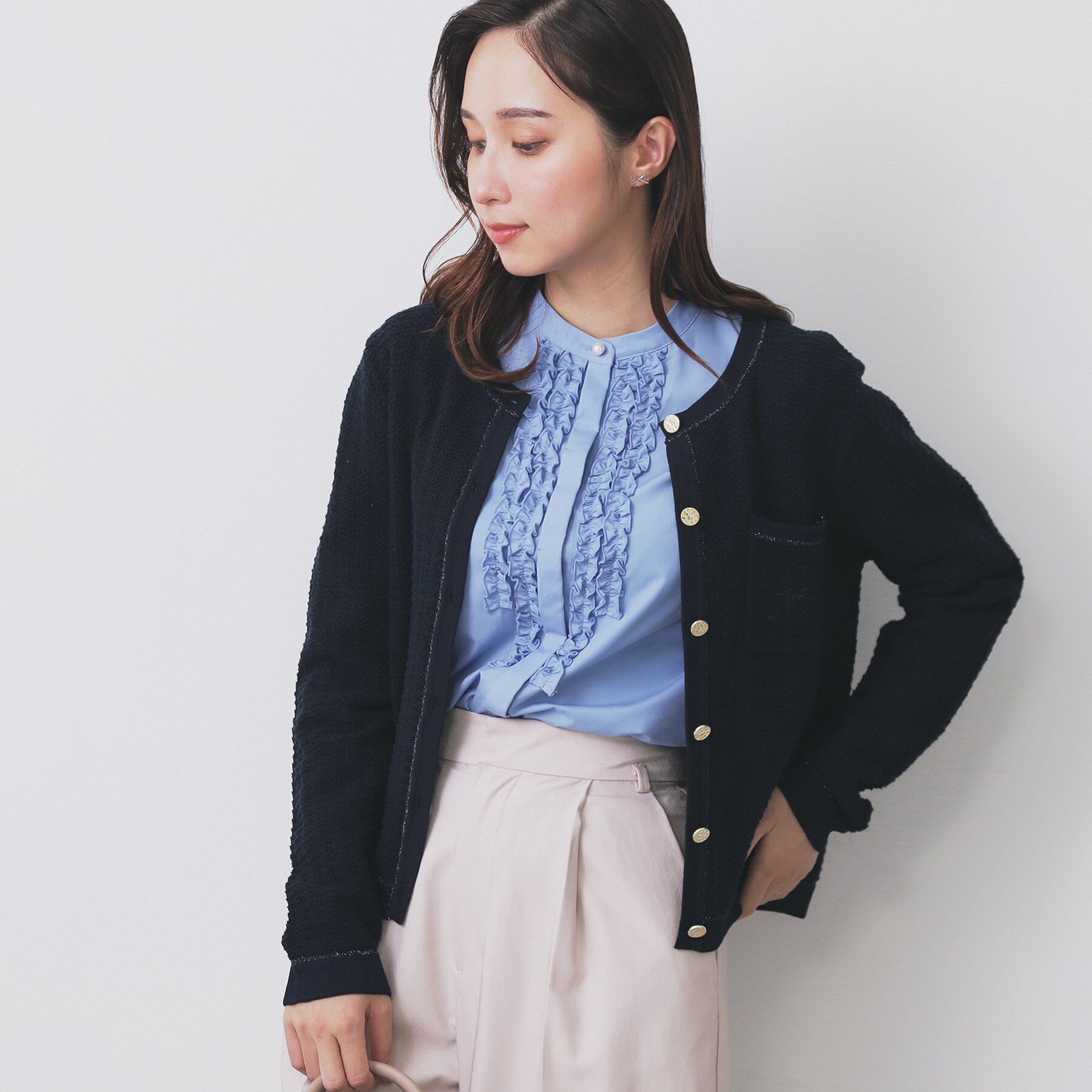 index「ロゴ刺繍クルーカーディガン【洗濯機洗い可】」|カーディガン|