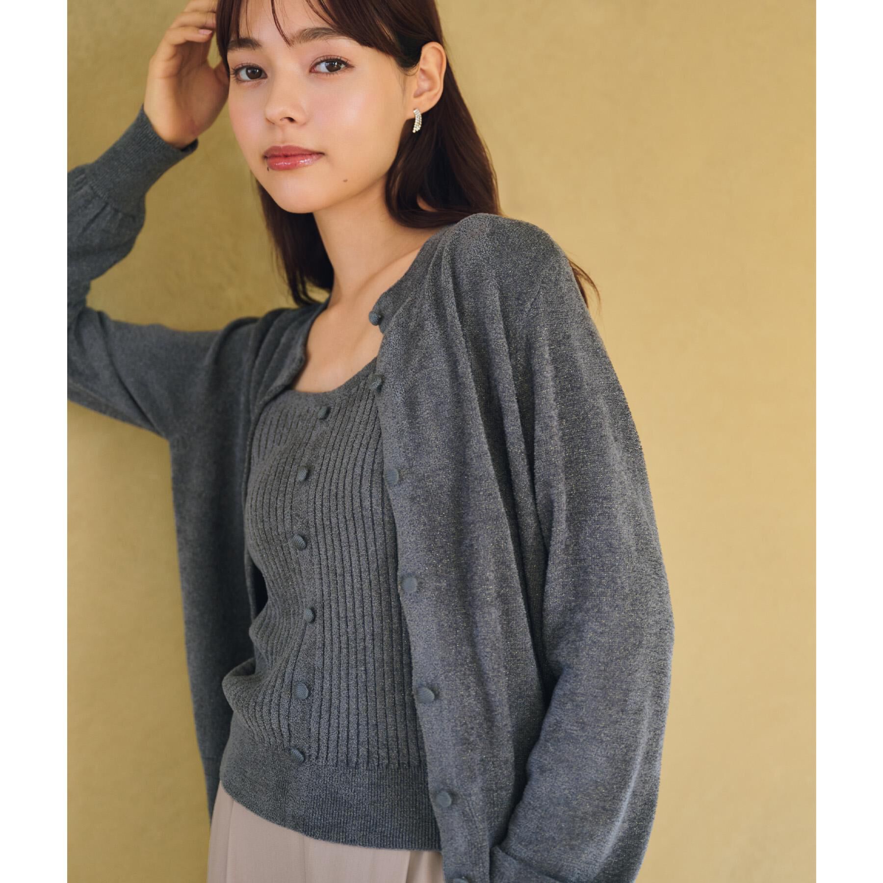 index「ミニモールラメビスチェキャミ/アンサンブル対応【洗濯機OK】」|ニット・セーター|