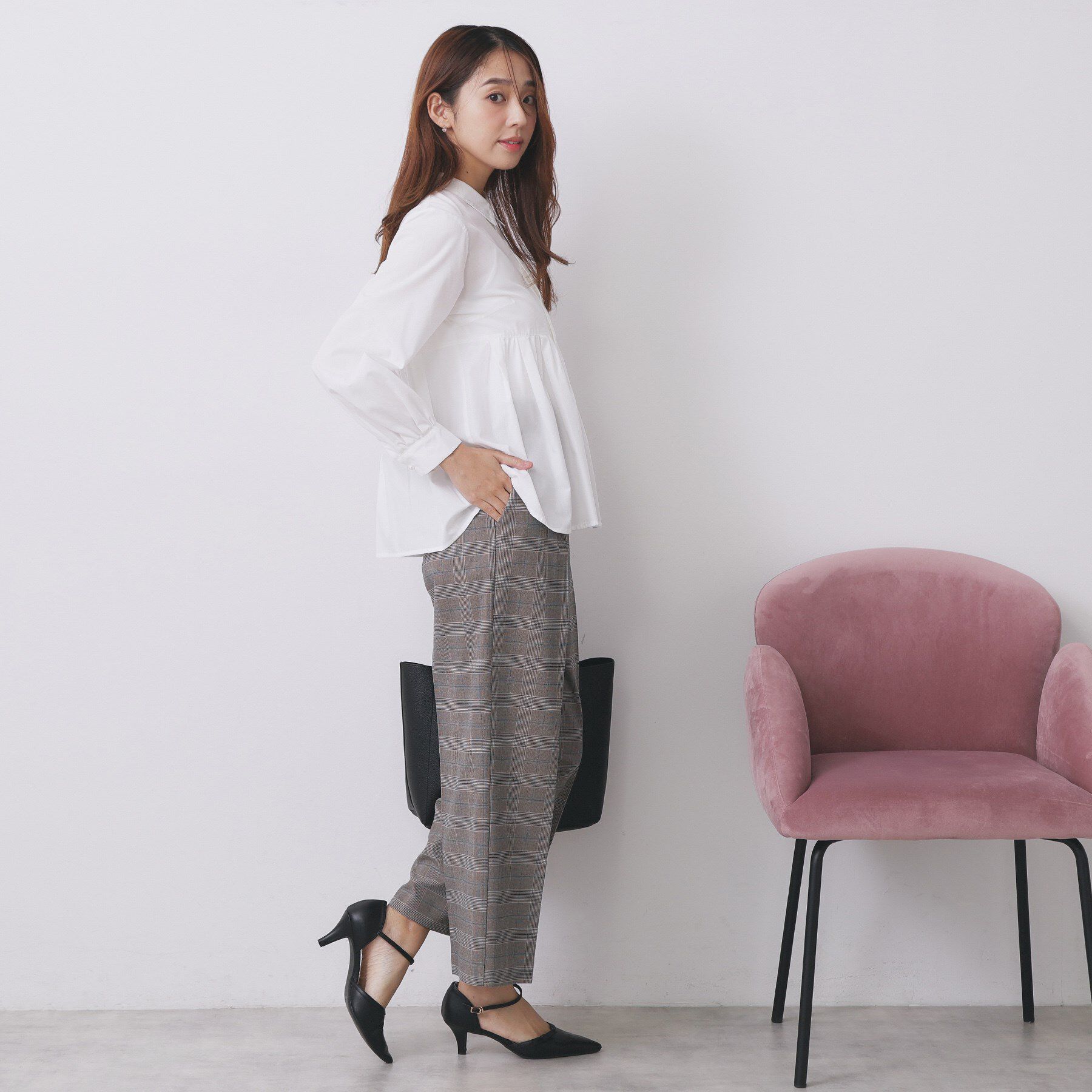 index「ラメストライプ衿付きペプラムブラウス【洗濯機OK/イージーアイロン/防シワ】《6col》」|シャツ・ブラウス|