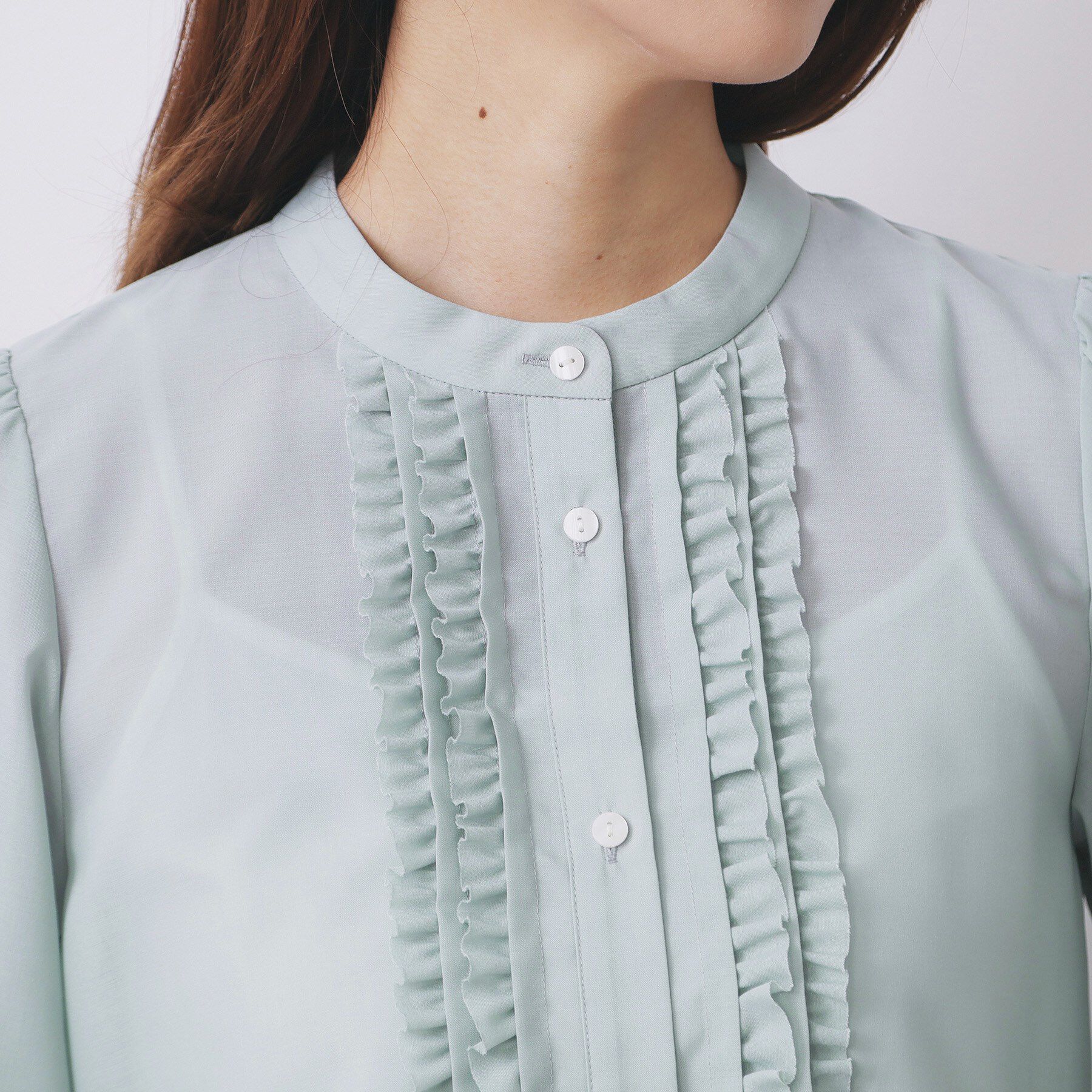 index「タックフリルバンドカラーブラウス【洗濯機OK/イージーアイロン】」|シャツ・ブラウス|