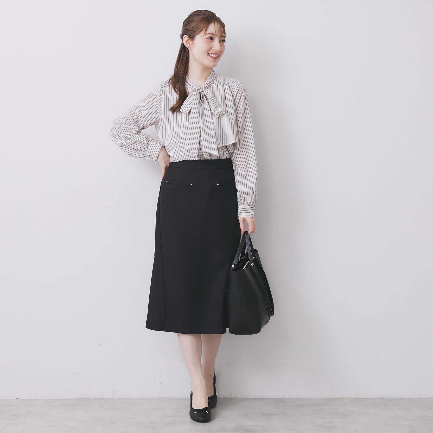 index「アシンメトリーレイヤードボウタイブラウス【洗濯機OK/イージーアイロン/防シワ】《XS～3L》」|シャツ・ブラウス|