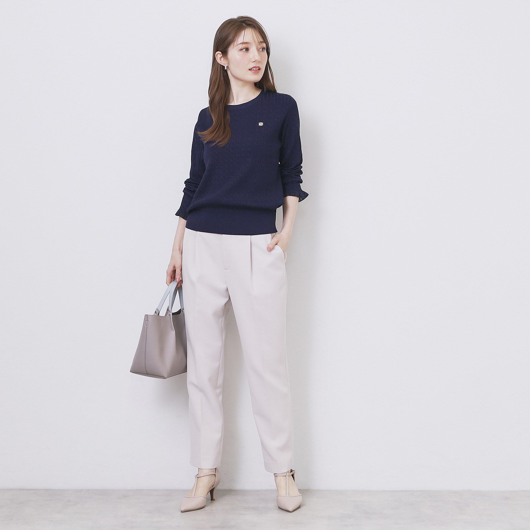 index「ゴールドプレート付きケーブルニット【洗濯機OK】」|ニット・セーター|