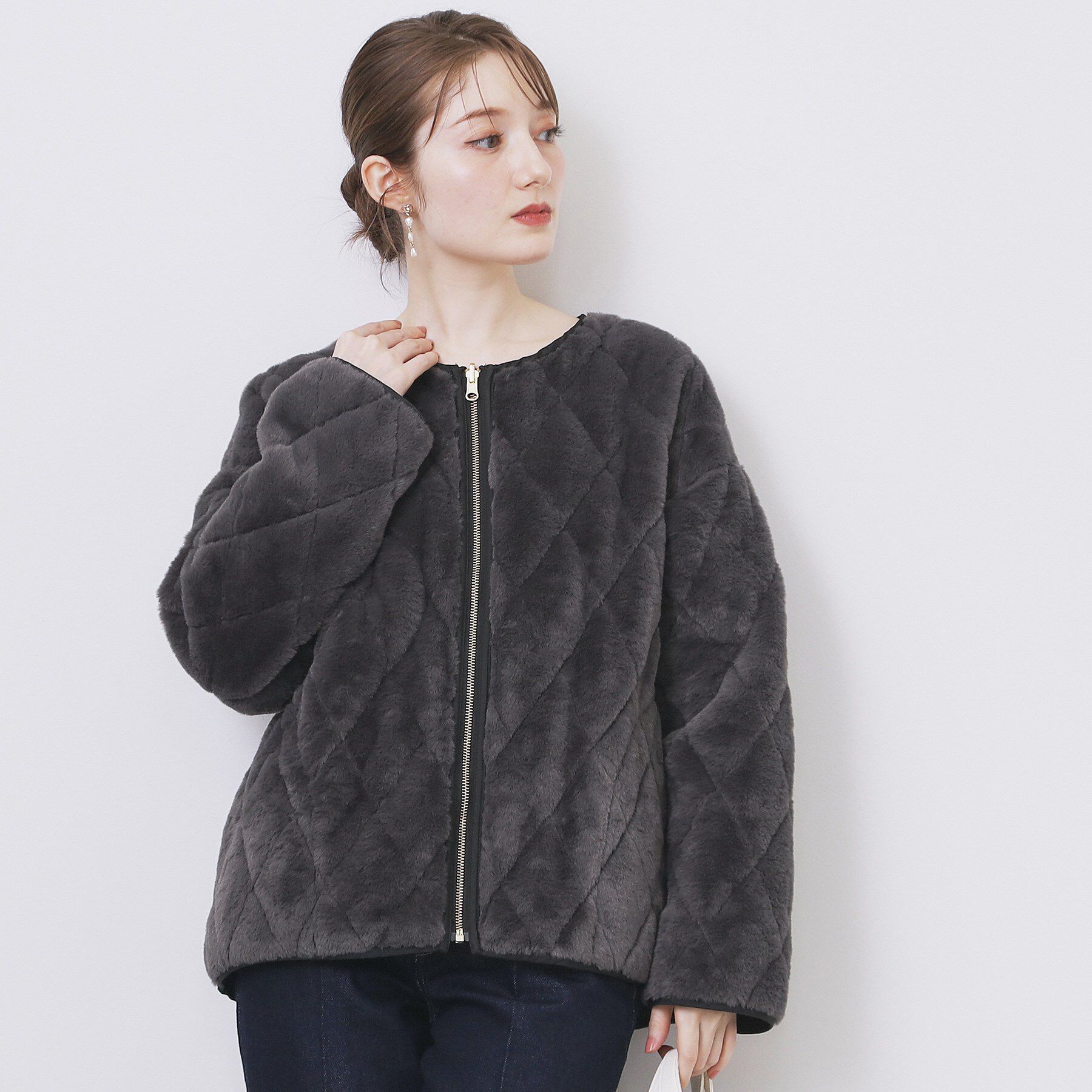 index「リバーシブル キルティングファーブルゾン【洗濯機OK】」|ブルゾン・スタジャン|