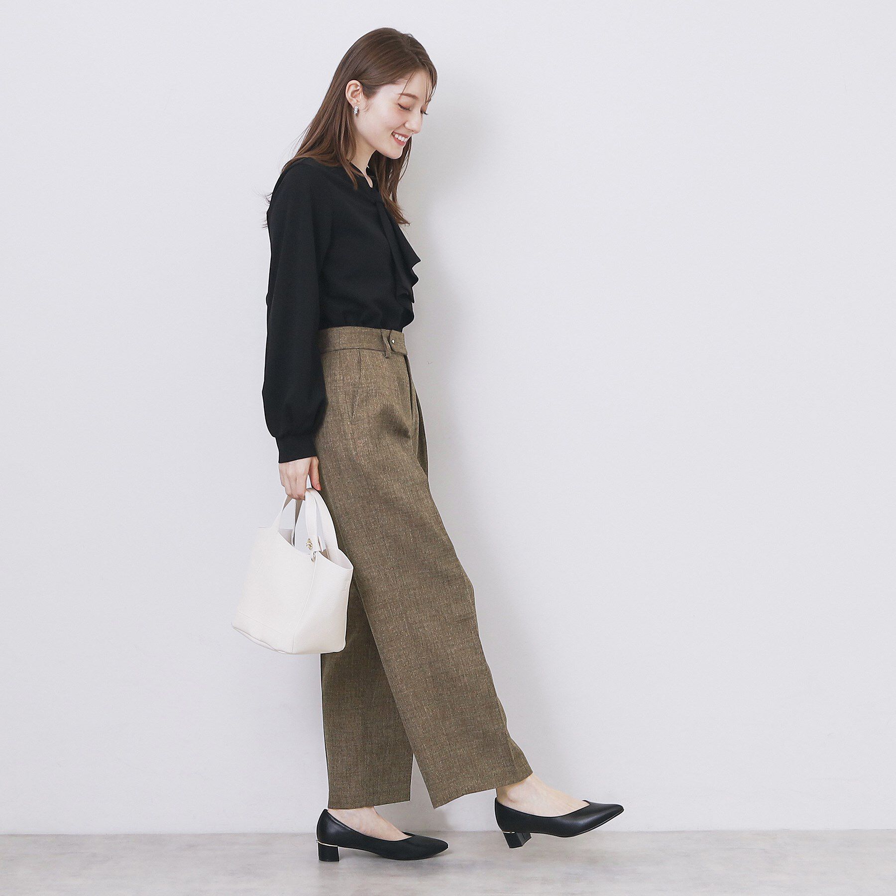 index「ツィード調ワイドストレートパンツ【洗濯機OK/防シワ】」|その他|
