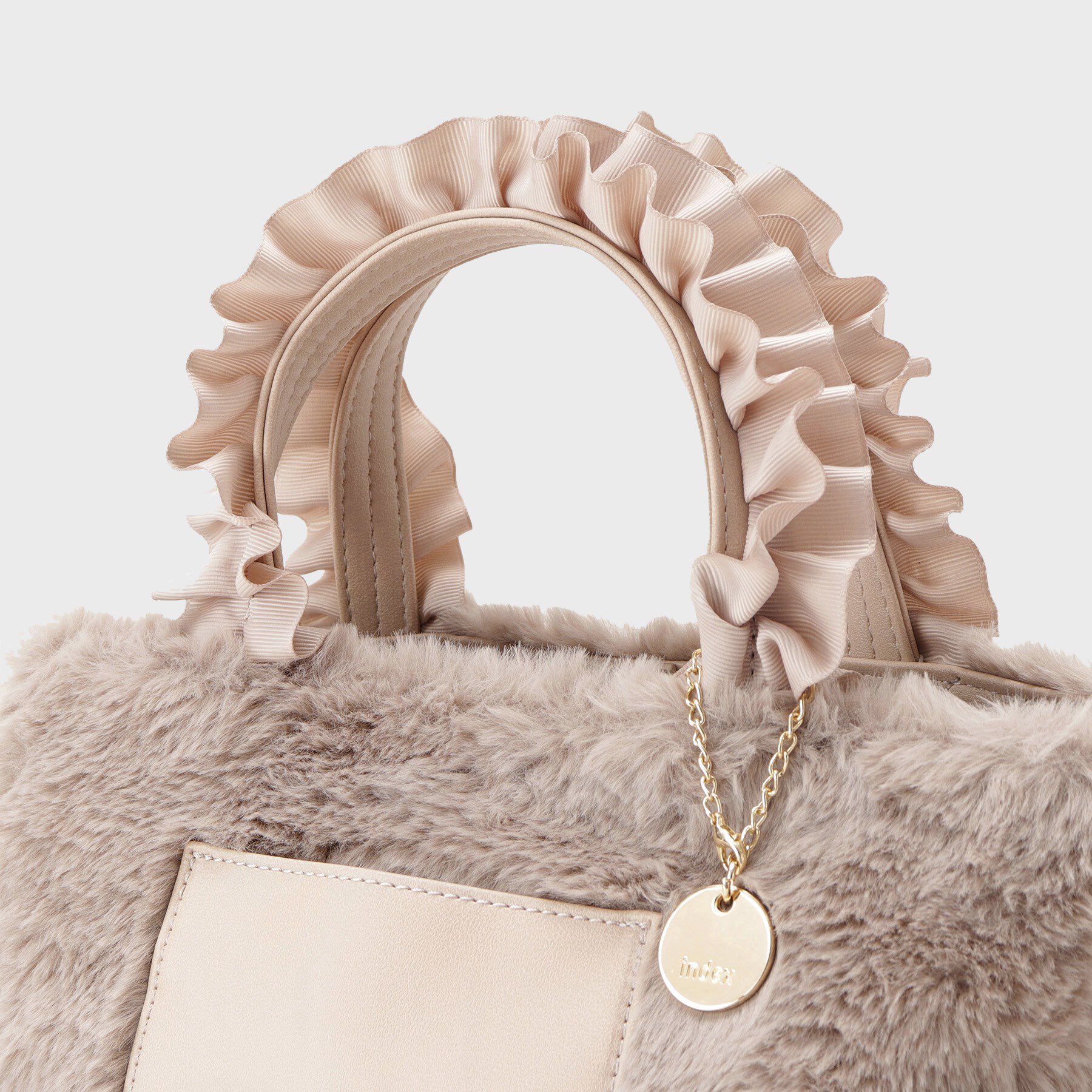 index「フリルハンドル フェイクファーミドルトートバッグ」|トートバッグ|