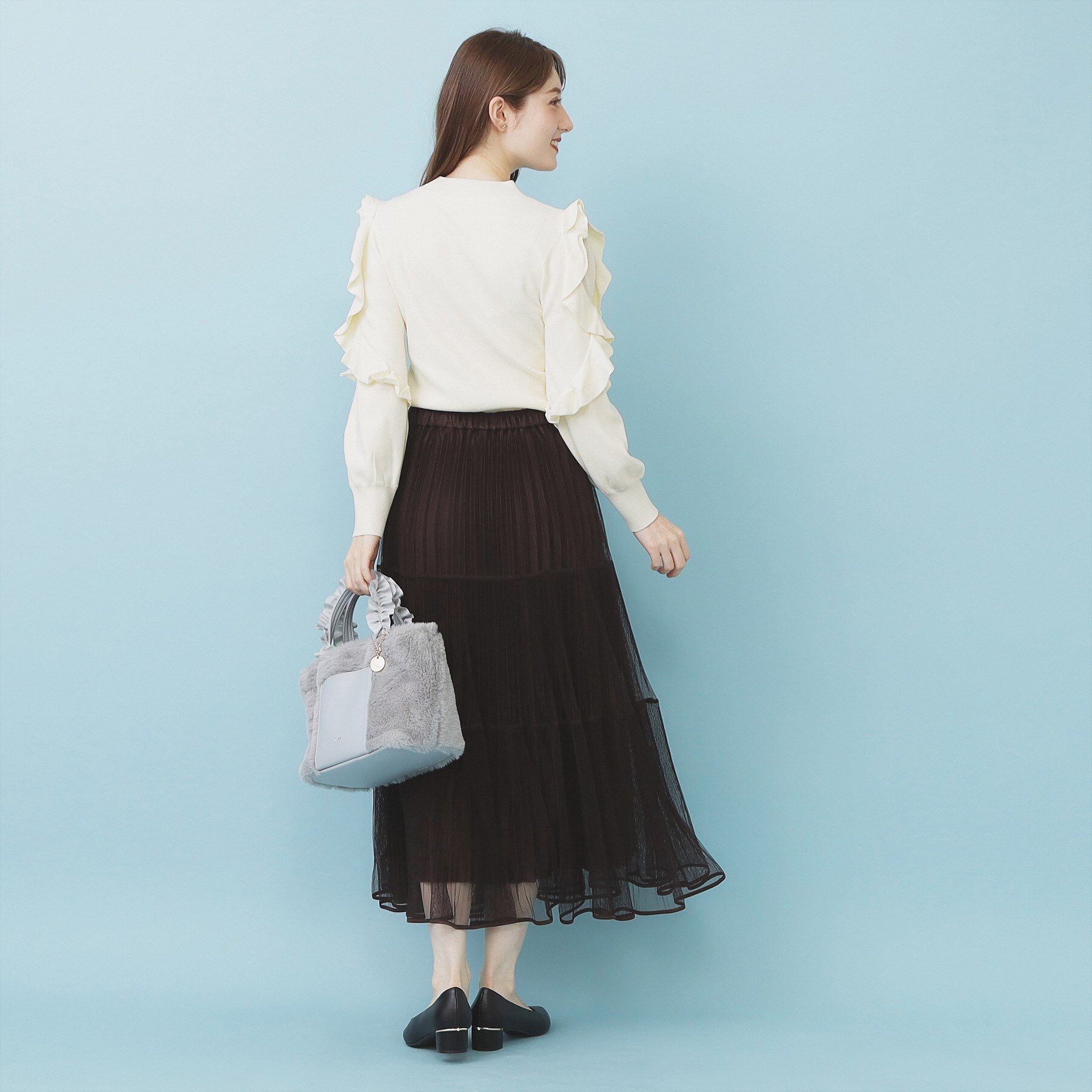 index「ハイネックシアーフリルスリーブニット【洗濯機OK/抗ピル】」|ニット・セーター|