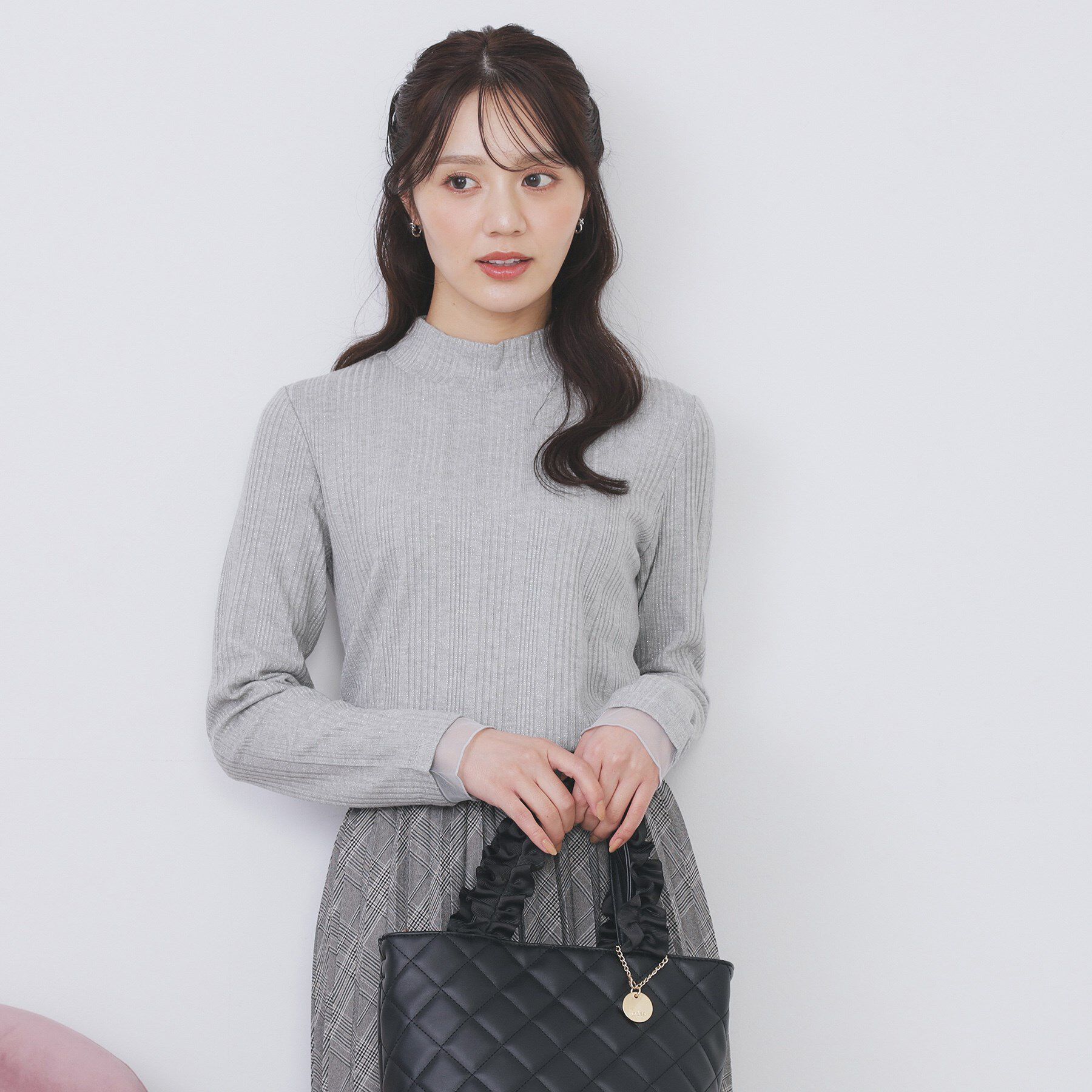 index「ランダムリブハイネックトップス【洗濯機OK/吸湿発熱】」|Tシャツ・カットソー|