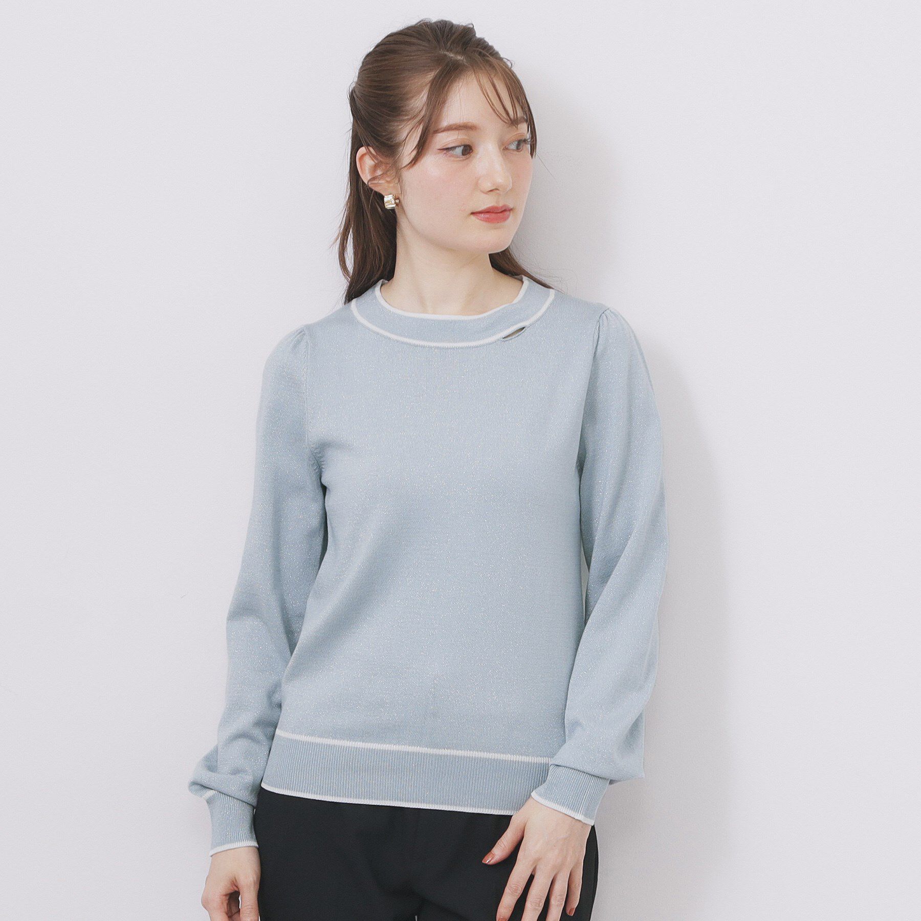 index「サイドリボンバイカラーニット【洗濯機OK】」|ニット・セーター|