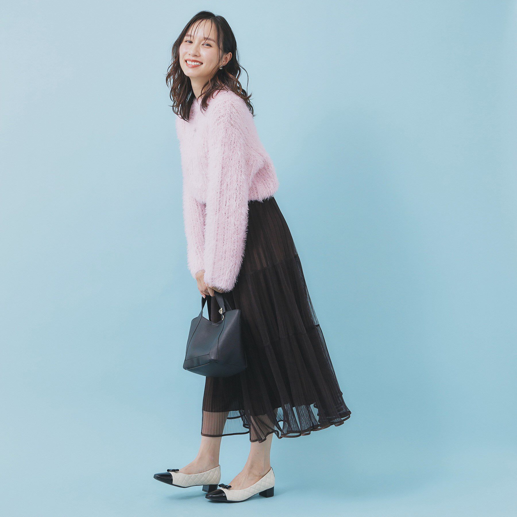 index「透かし編みショートフェザーニット【洗濯機OK】」|ニット・セーター|