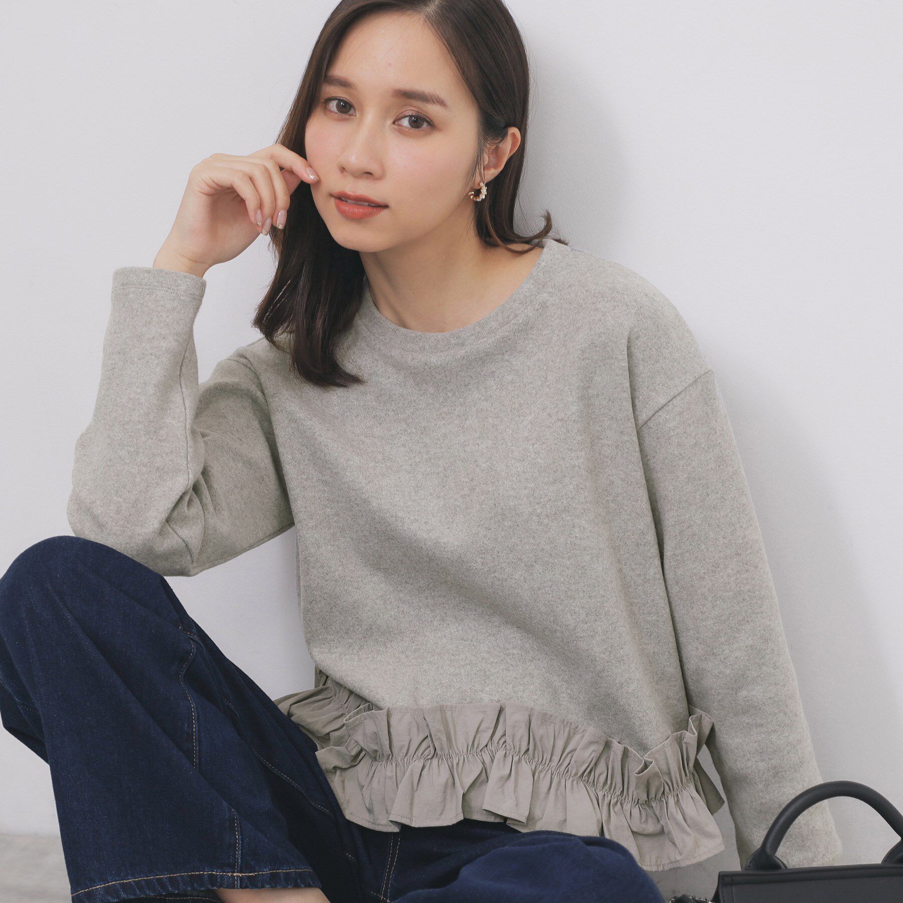 index「フリルドッキングトップス【洗濯機OK】」|Tシャツ・カットソー|グレー(012)