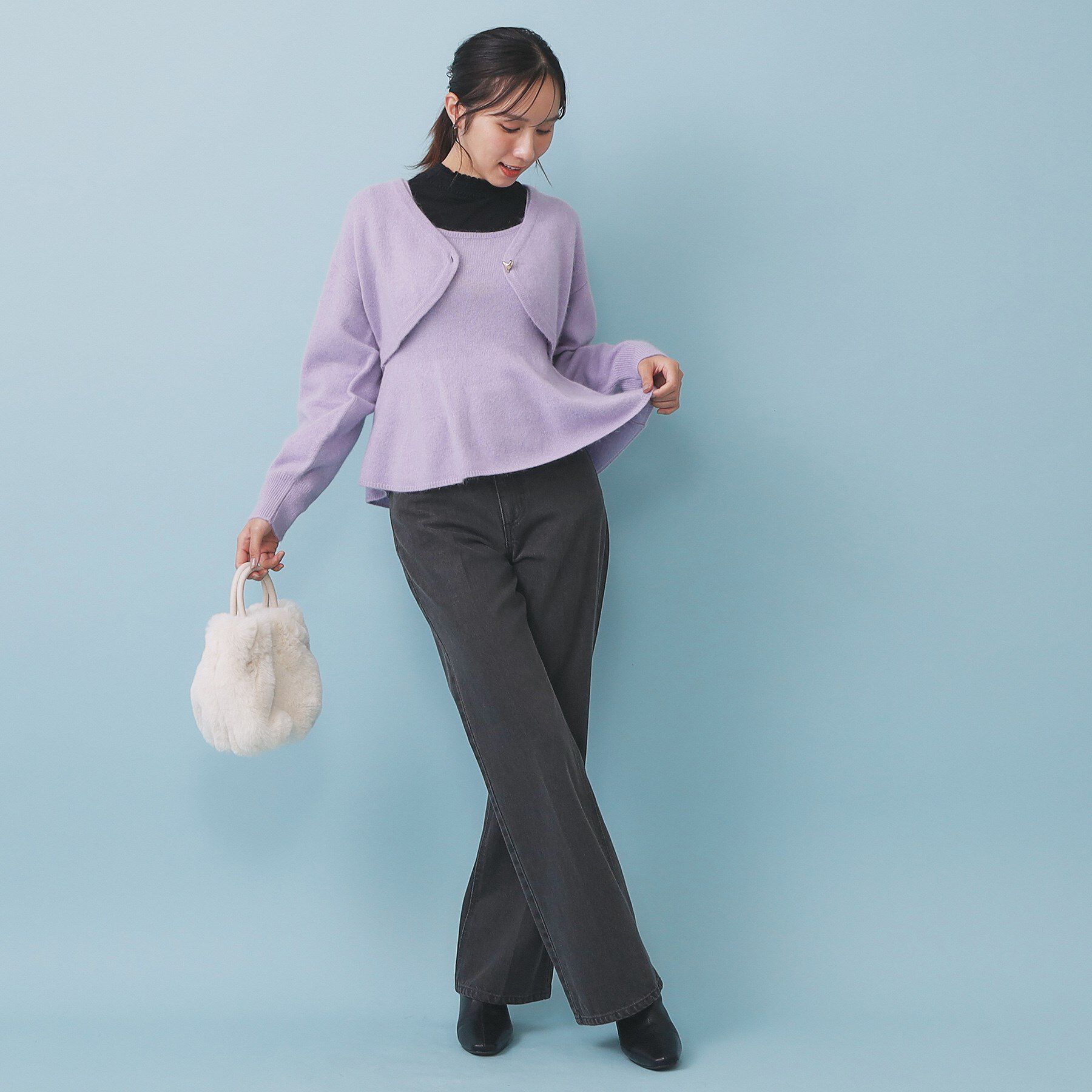 index「ペプラムニットキャミソール/アンサンブル対応【洗える】」|キャミソール|