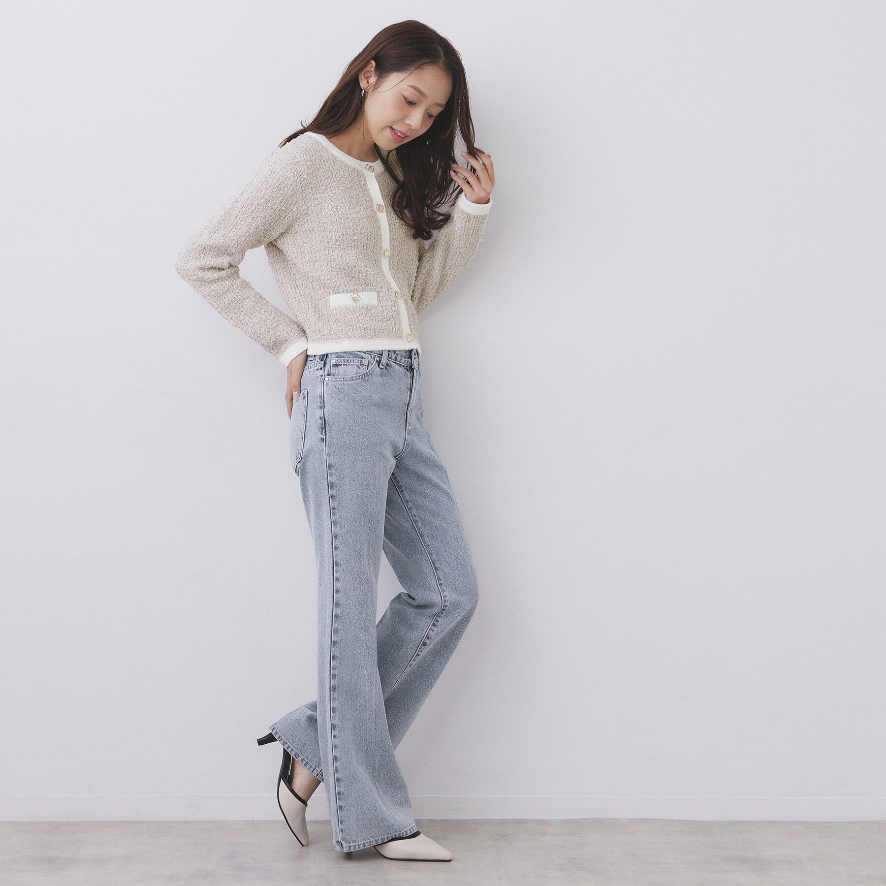 index「ファンシーヤーントリミングカーディガン【洗濯機OK】」|カーディガン|