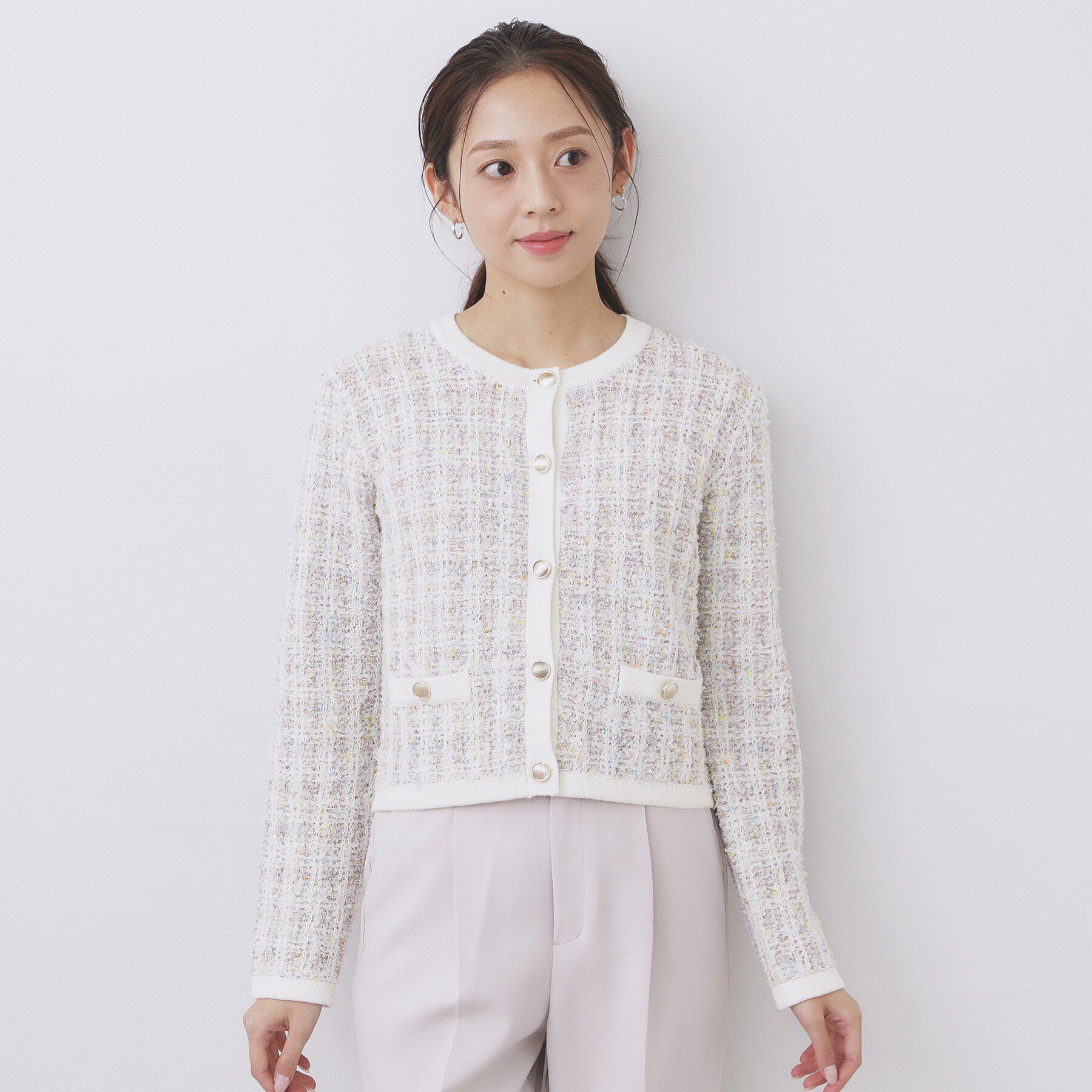 index「ファンシーヤーントリミングカーディガン【洗濯機OK】」|カーディガン|