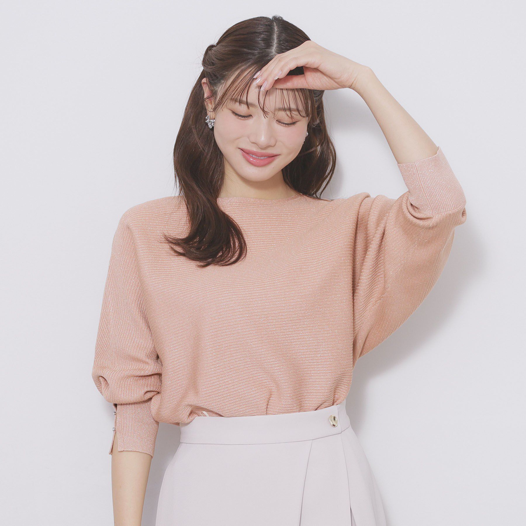 index「ドルマンリブニット【洗濯機OK/抗ピル】《5col》」|ニット・セーター|オレンジ(665)