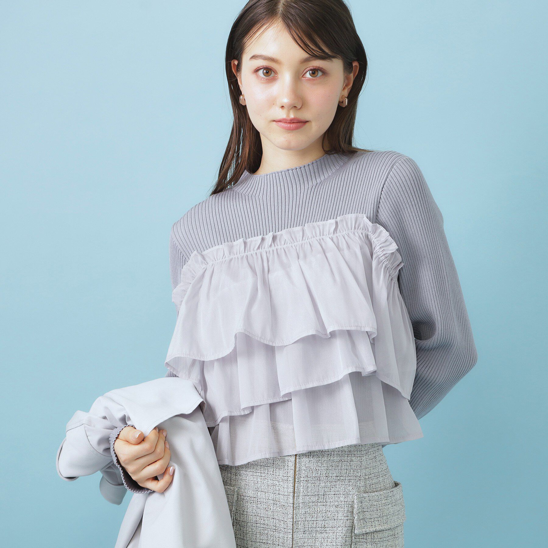 index「3wayフリルドッキングニット【洗濯機OK/抗ピル】」|ニット・セーター|