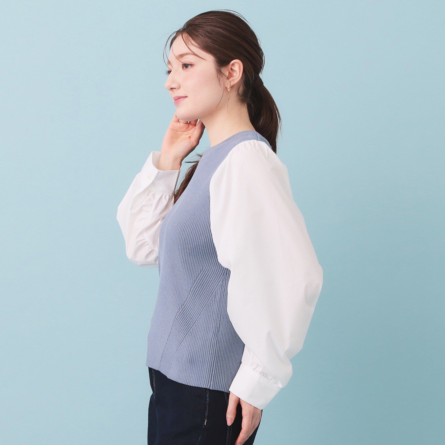 index「シャーリングドッキングニット【洗濯機OK】」|ニット・セーター|