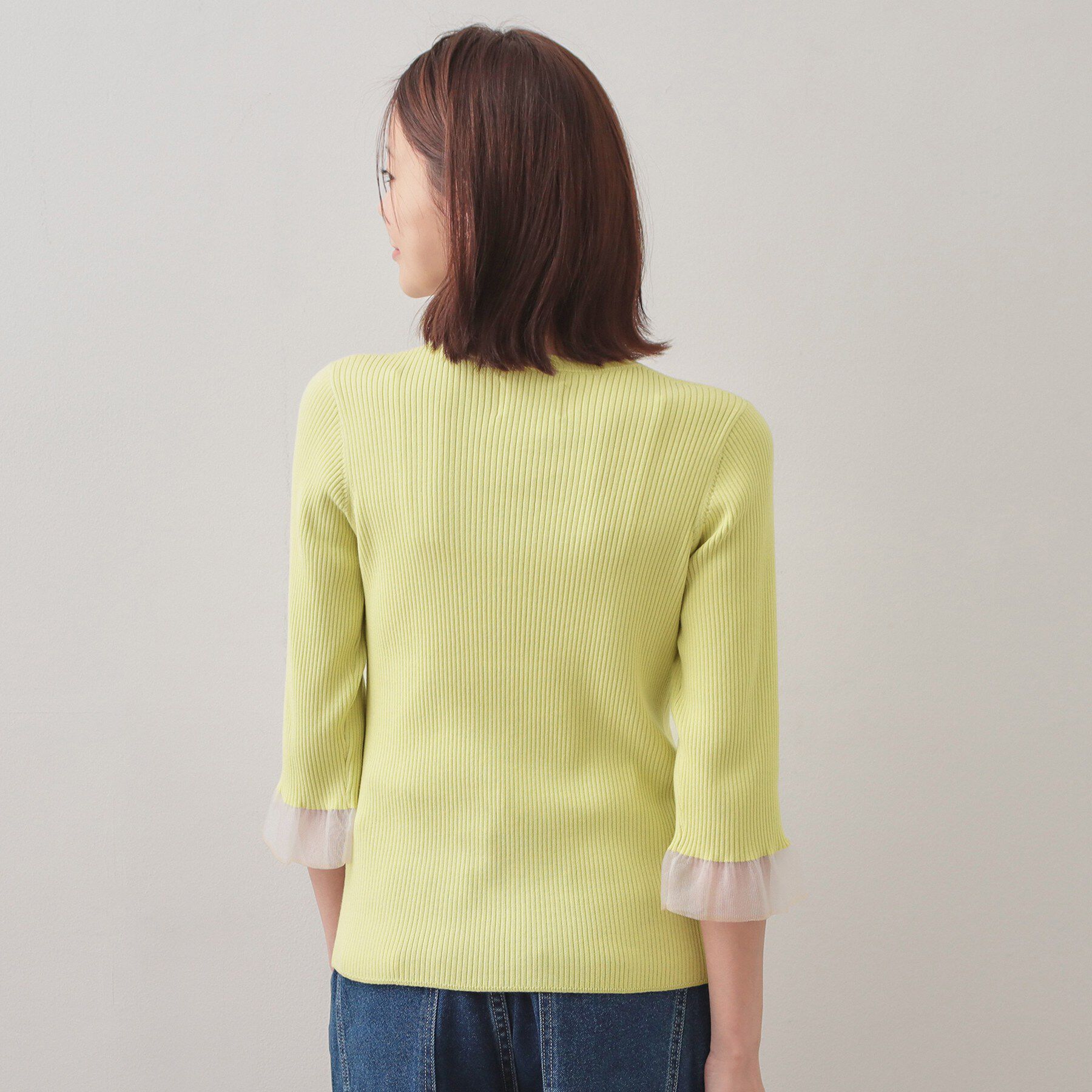 index「リブシアーフレアスリーブニット/オーガニックコットン【洗える/UVケア】」|ニット・セーター|