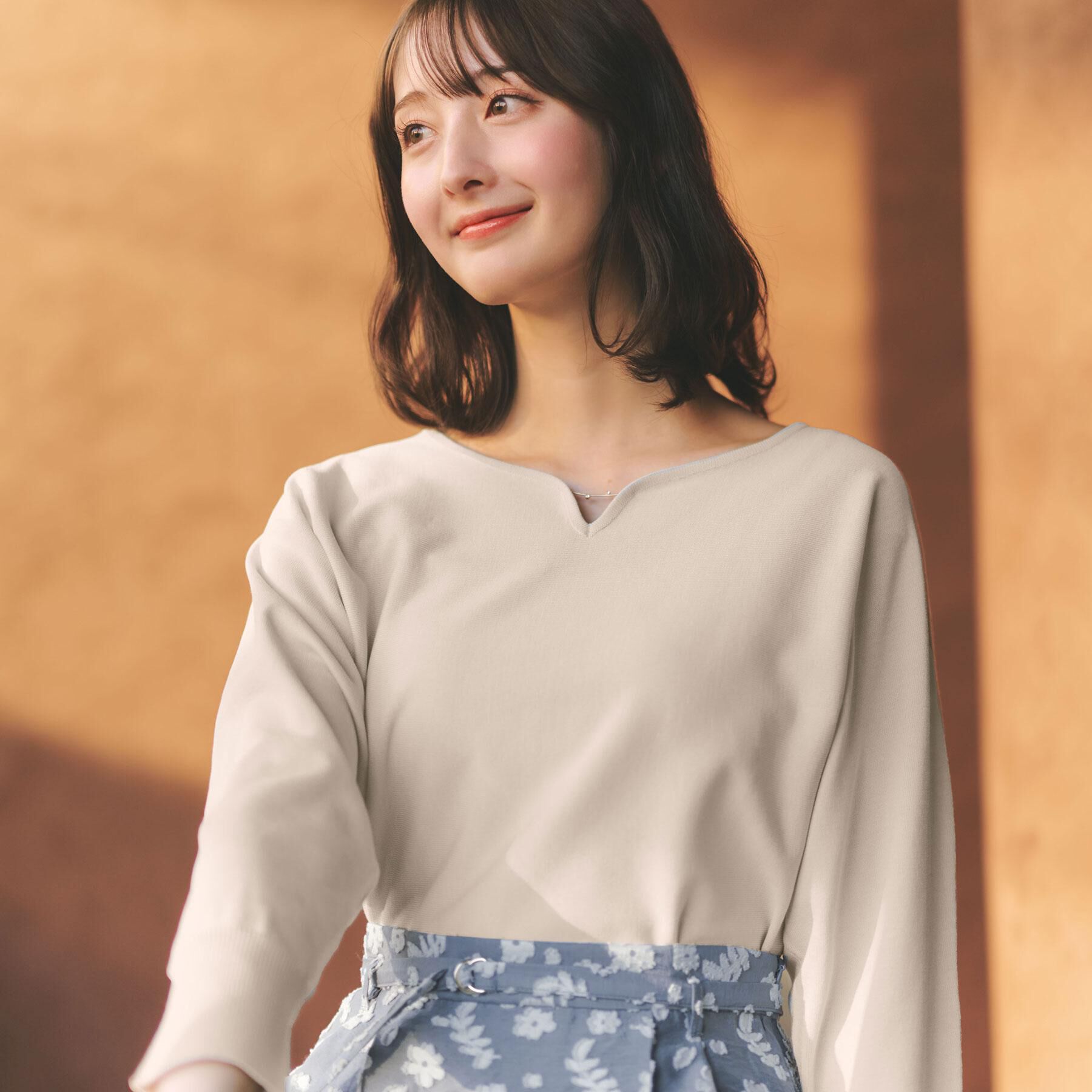 index「フロントパーツ付きドルマンスリーブニット【洗濯機OK/抗ピル】《7col》」|ニット・セーター|