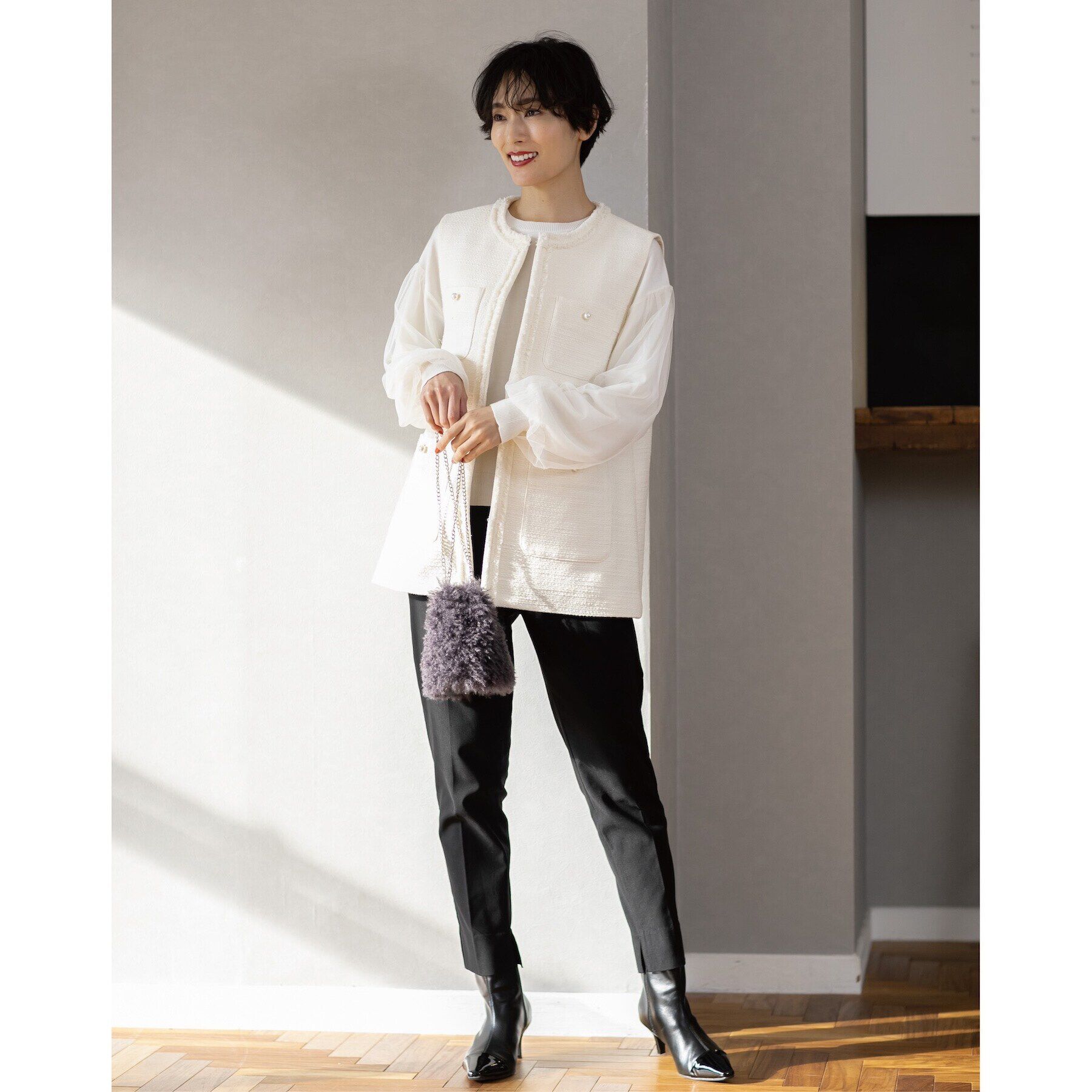 OPAQUE.CLIP「《通勤・セレモニー対応》コットンツイードジレ」|ベスト・ジレ|