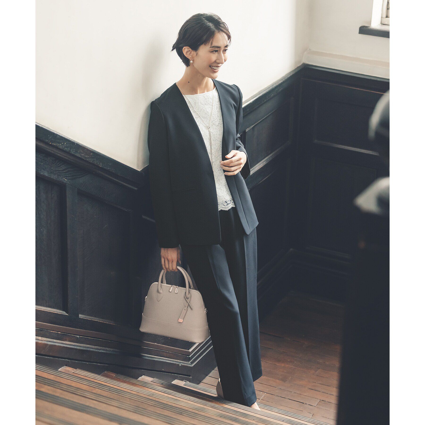 OPAQUE.CLIP「《通勤・セレモニー/セットアップ対応》ワイドパンツ/ダブルクロス【洗濯機洗い可】」|その他|