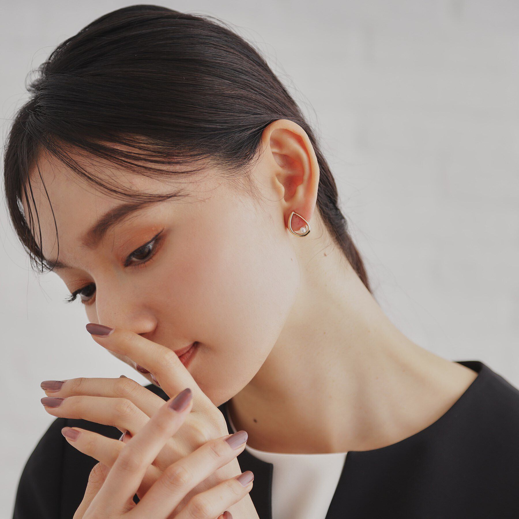 OPAQUE.CLIP「メタルリング&times;フェイクパールイヤリング」|イヤリング|