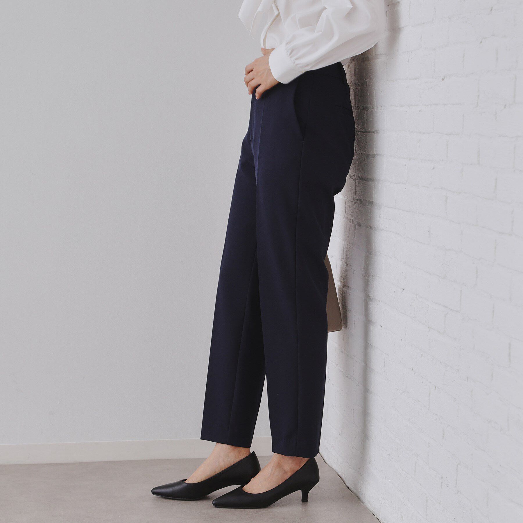 OPAQUE.CLIP「《通勤・セレモニー/セットアップ対応》テーパードパンツ/ダブルクロス【洗濯機洗い可】」|その他|ネイビー(094)