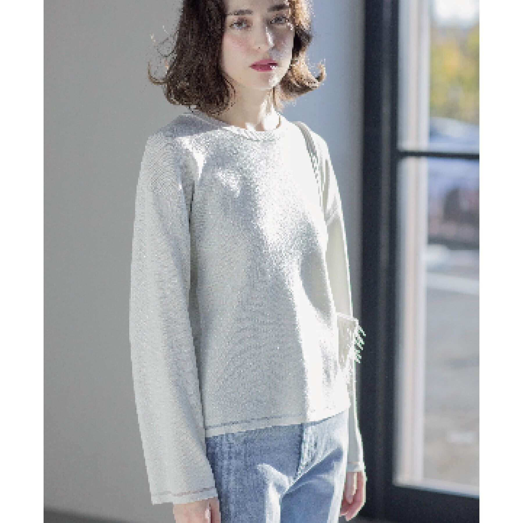 OPAQUE.CLIP「ラメシアーラインニット【洗濯機洗い可】」|ニット・セーター|