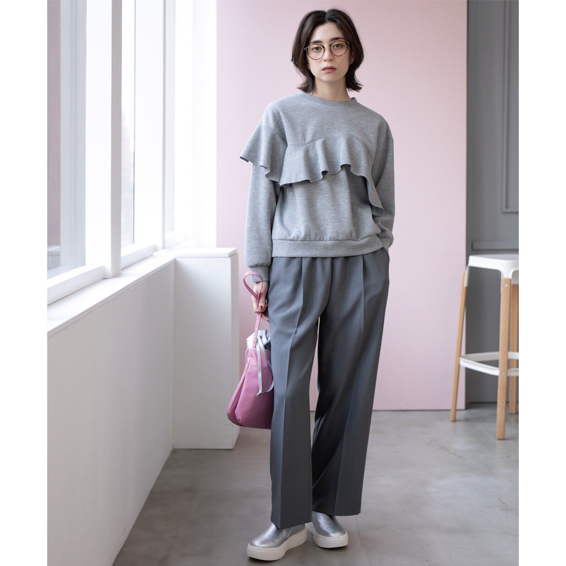 OPAQUE.CLIP「フリルアシメトップス【洗濯機洗い可】」|Tシャツ・カットソー|