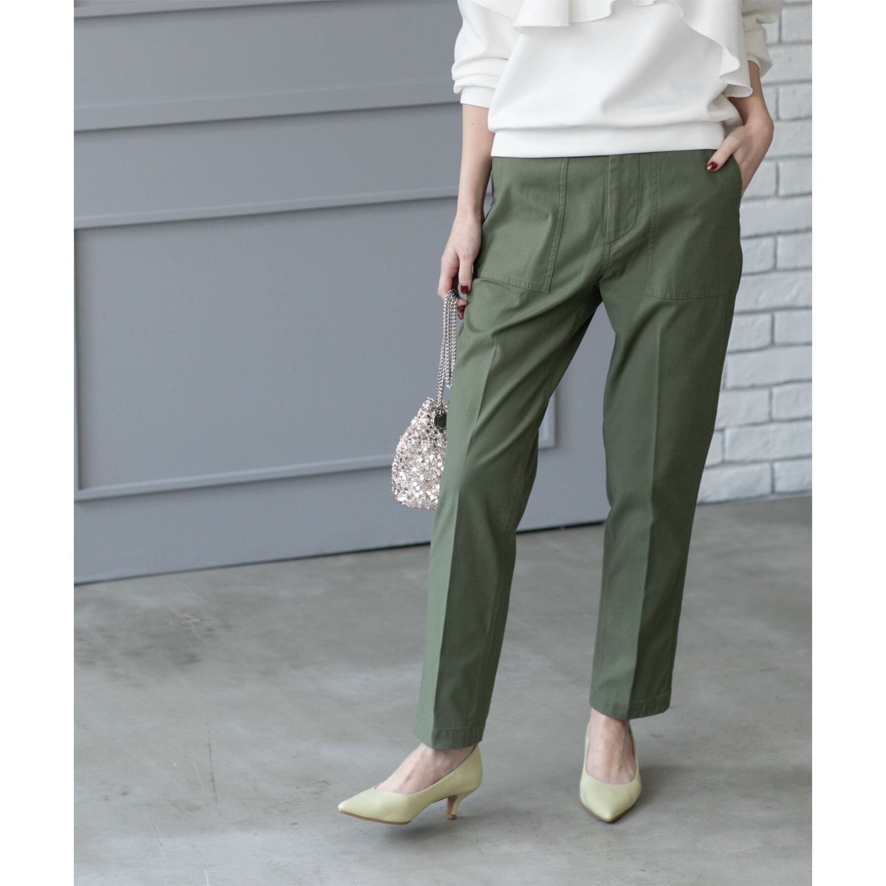 OPAQUE.CLIP「《S-LLサイズ》ストレッチベイカーパンツ【洗濯機洗い可】」|その他|カーキ(027)