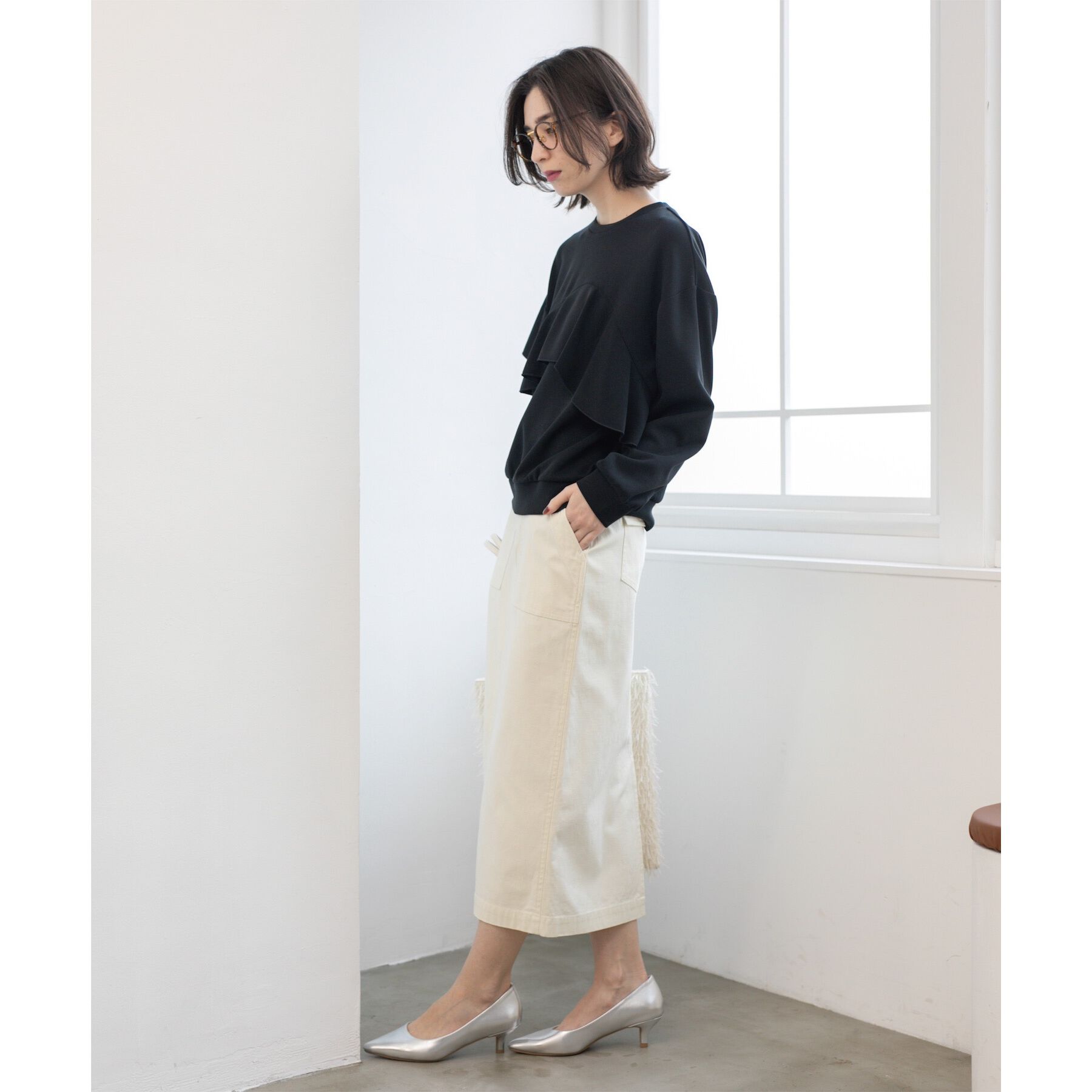 OPAQUE.CLIP「《S-LLsize》ストレッチベイカーナロースカート【洗濯機洗い可】」|スカート|