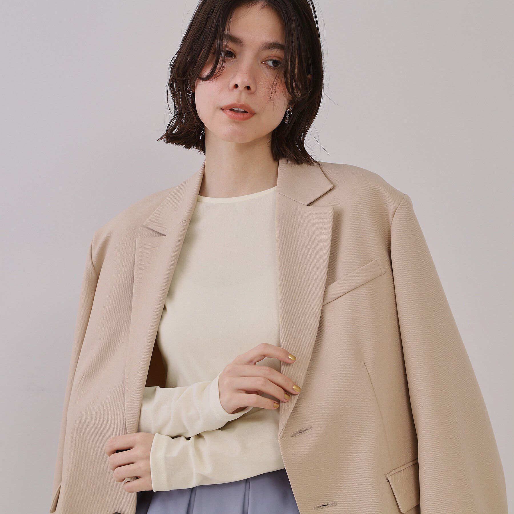 OPAQUE.CLIP「シアーベロアトップス【洗濯機洗い可】」|Tシャツ・カットソー|オフホワイト(003