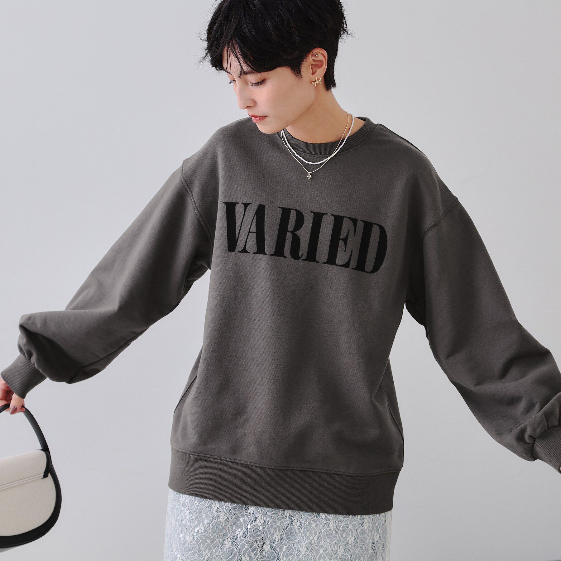 OPAQUE.CLIP「フロッキーロゴスウェット【洗濯機洗い可】」|Tシャツ・カットソー|