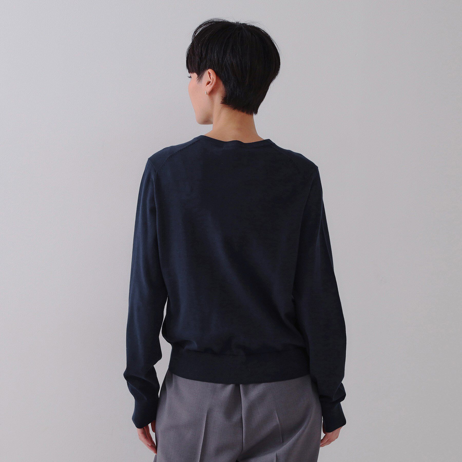 OPAQUE.CLIP「クルーネックニットカーディガン/オーガニックコットン混【UV/洗濯機洗い可】」|カーディガン|