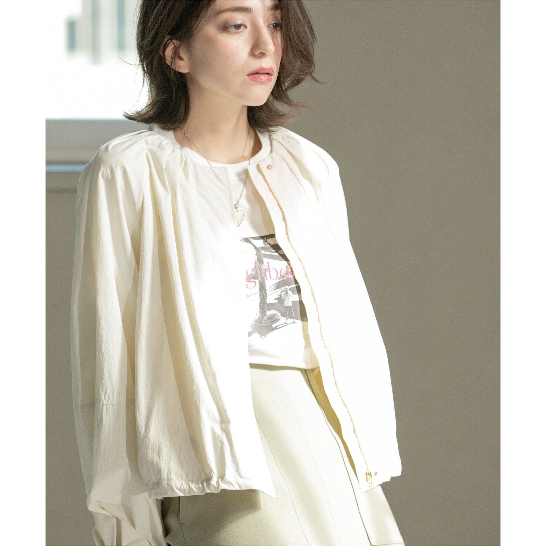 OPAQUE.CLIP「撥水ノーカーラーブルゾン【UV/洗濯機洗い可】」|ノーカラーコート|